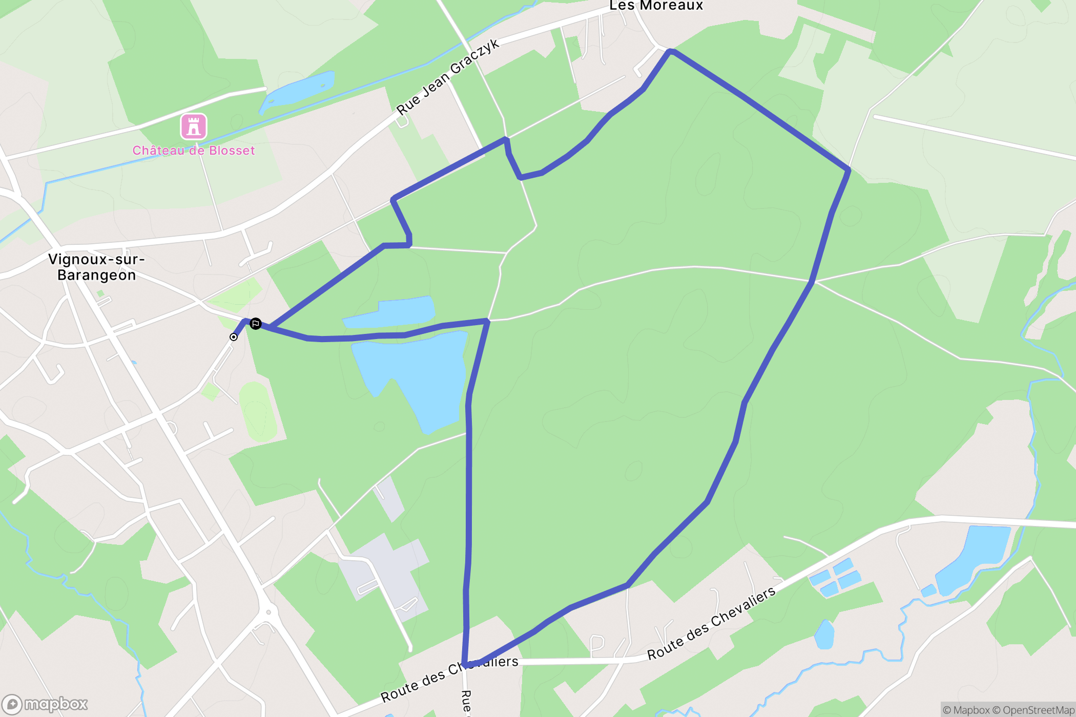 Vignoux -sur-Barangeon : carte du parcours de randonnée - France