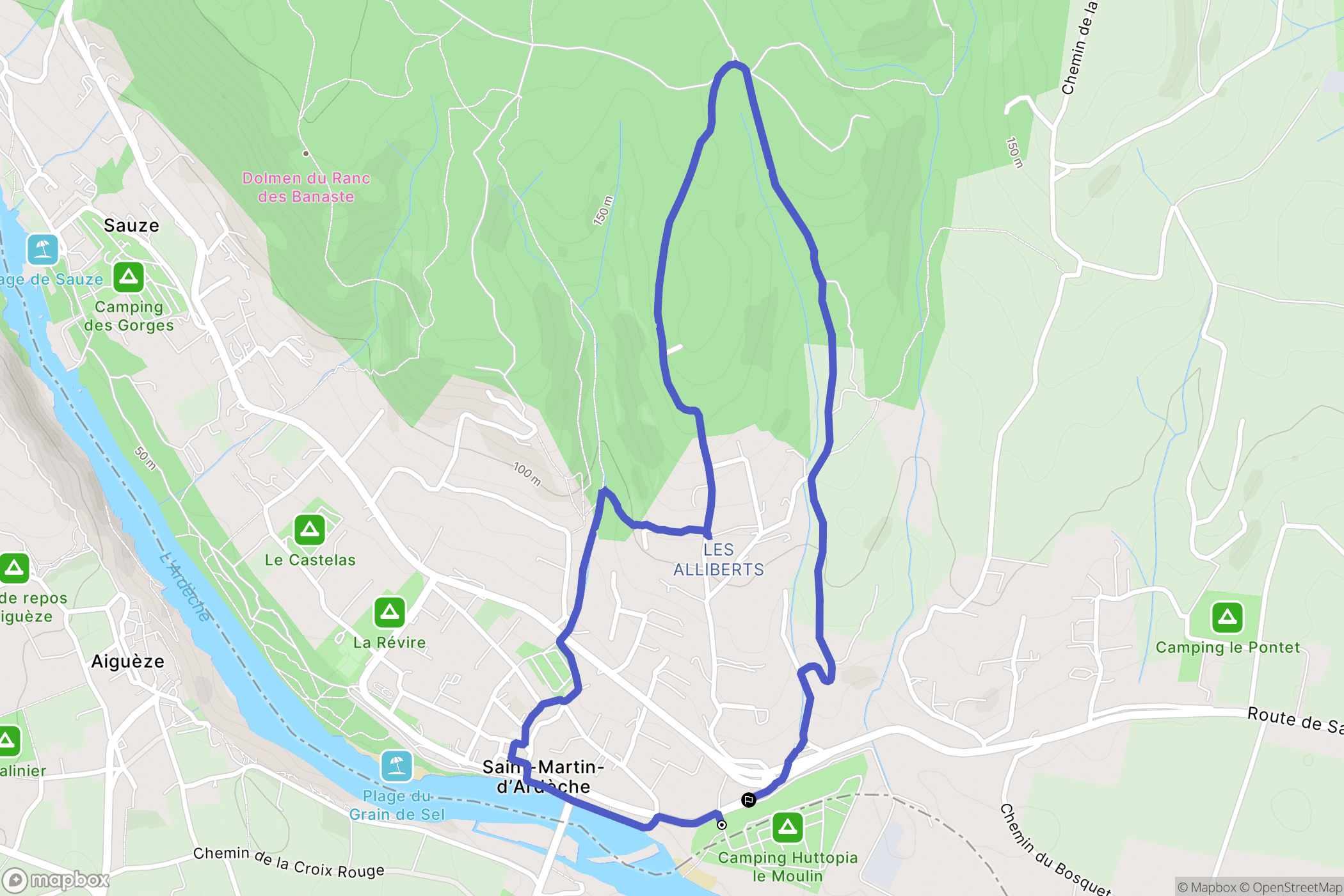 Saint-Martin-d'Ardèche : carte du parcours de randonnée - France