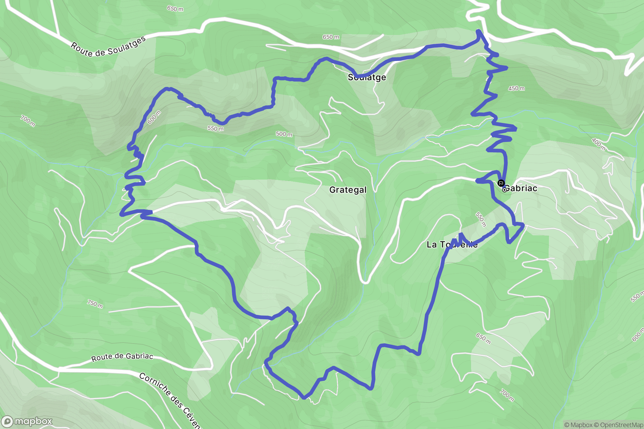 Gabriac : carte du parcours de randonnée - France
