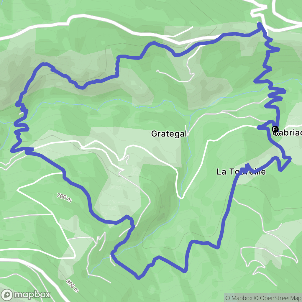 Gabriac : carte du parcours de randonnée - France