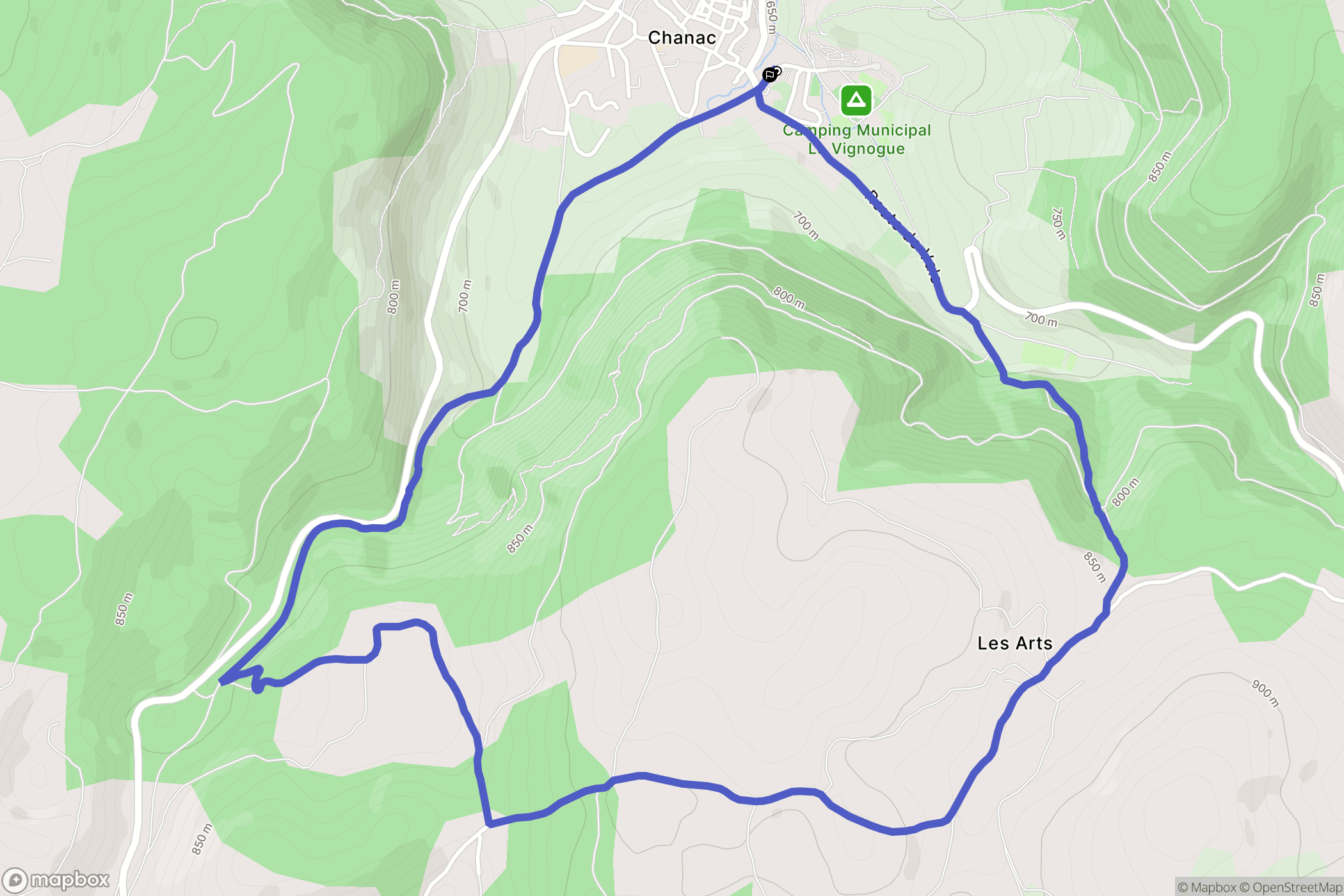 Chanac : carte du parcours de randonnée - France