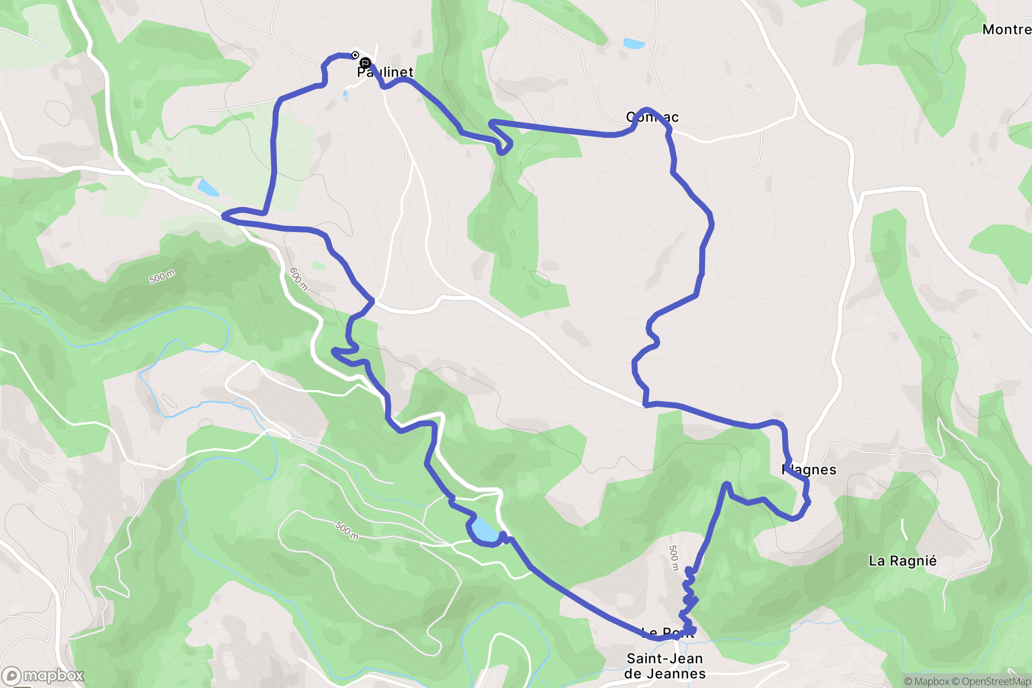 Paulinet : carte du parcours de randonnée - France