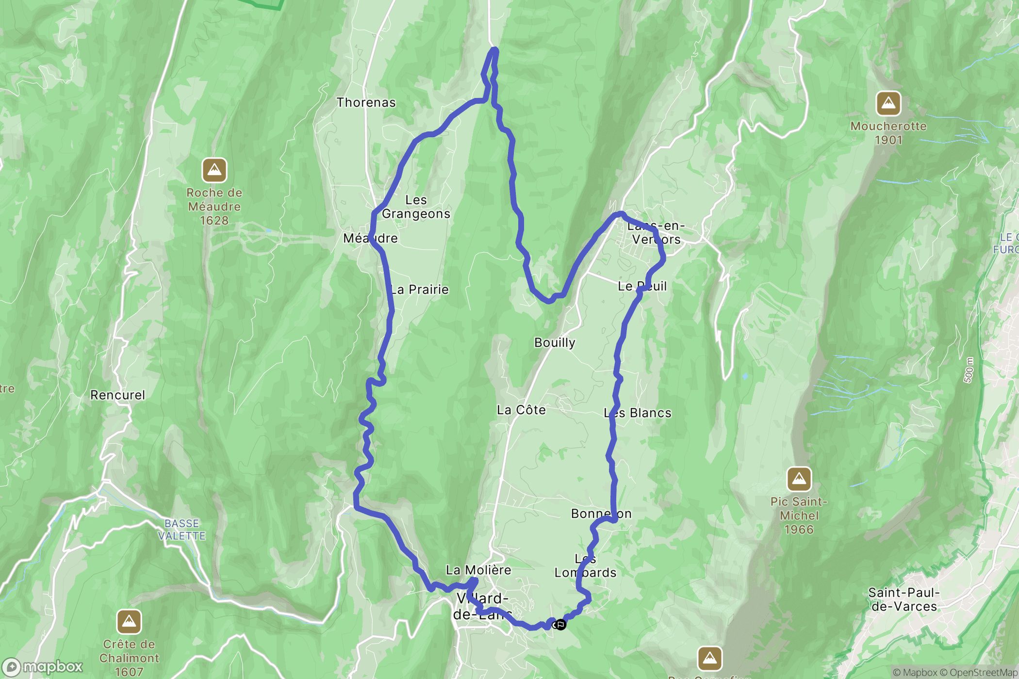 Villard-de-Lans : carte du parcours de randonnée - France