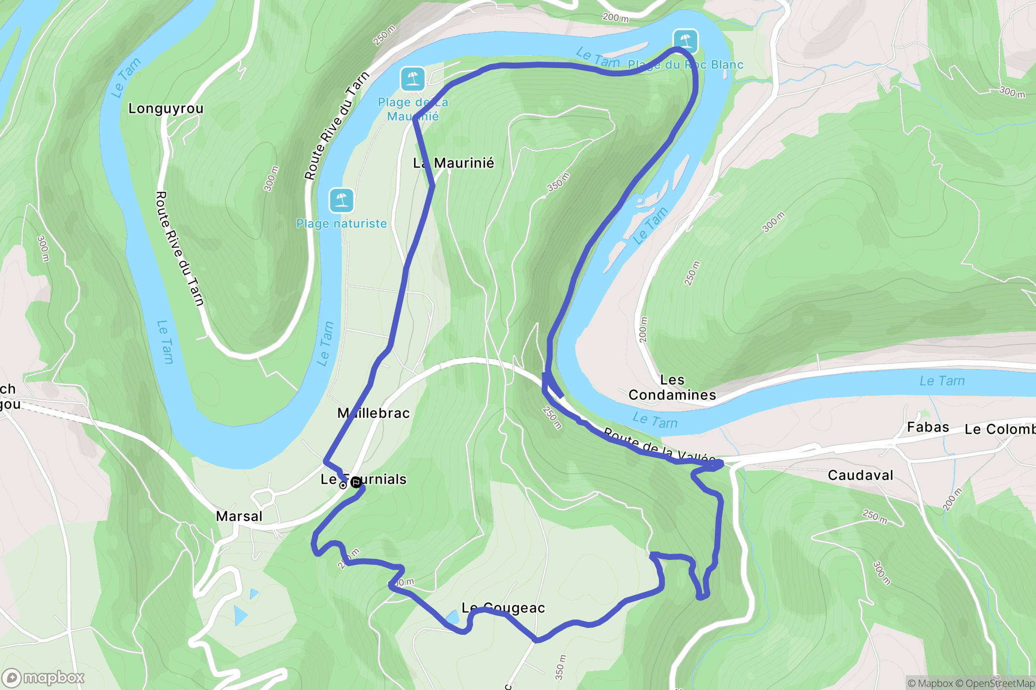 Bellegarde-Marsal : carte du parcours de randonnée - France