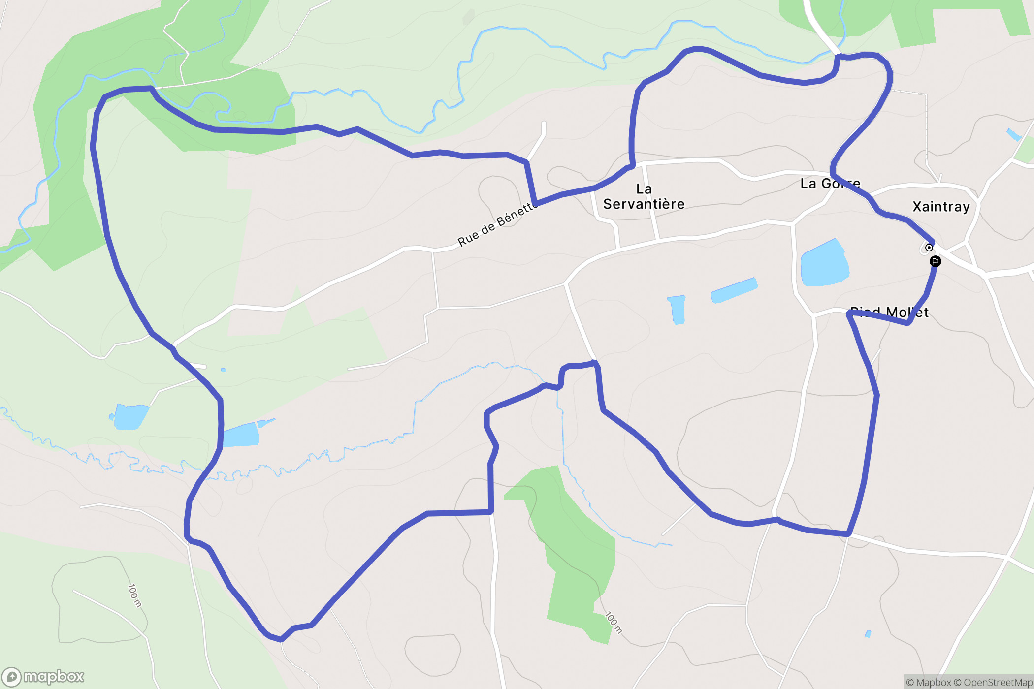 Xaintray : carte du parcours de randonnée - France
