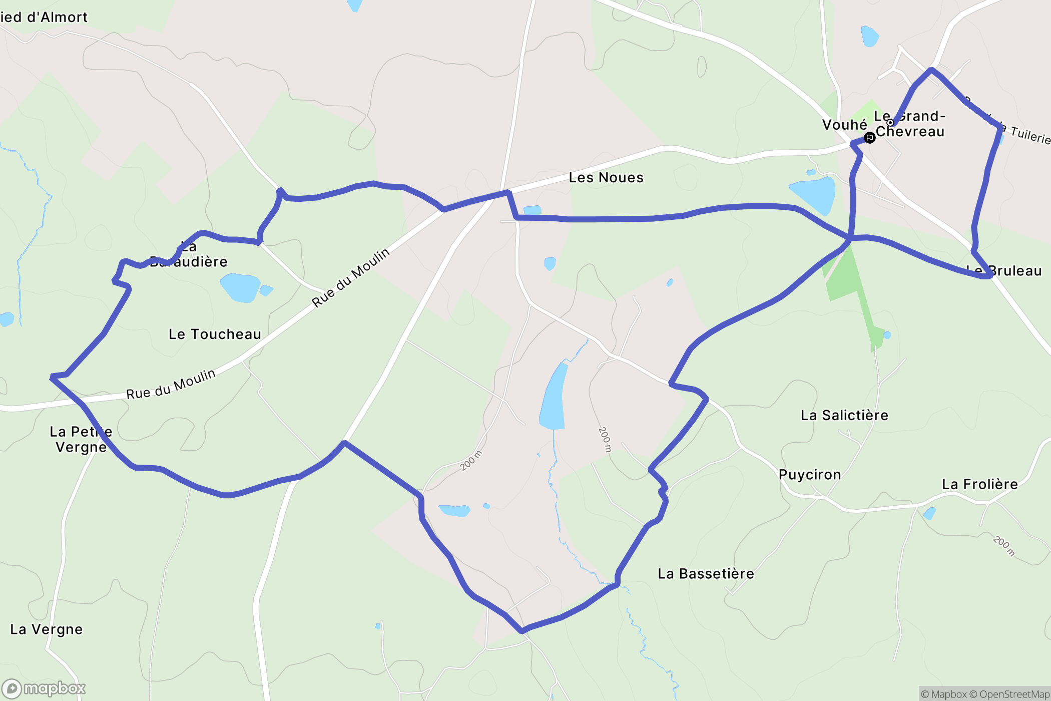 Vouhé : carte du parcours de randonnée - France