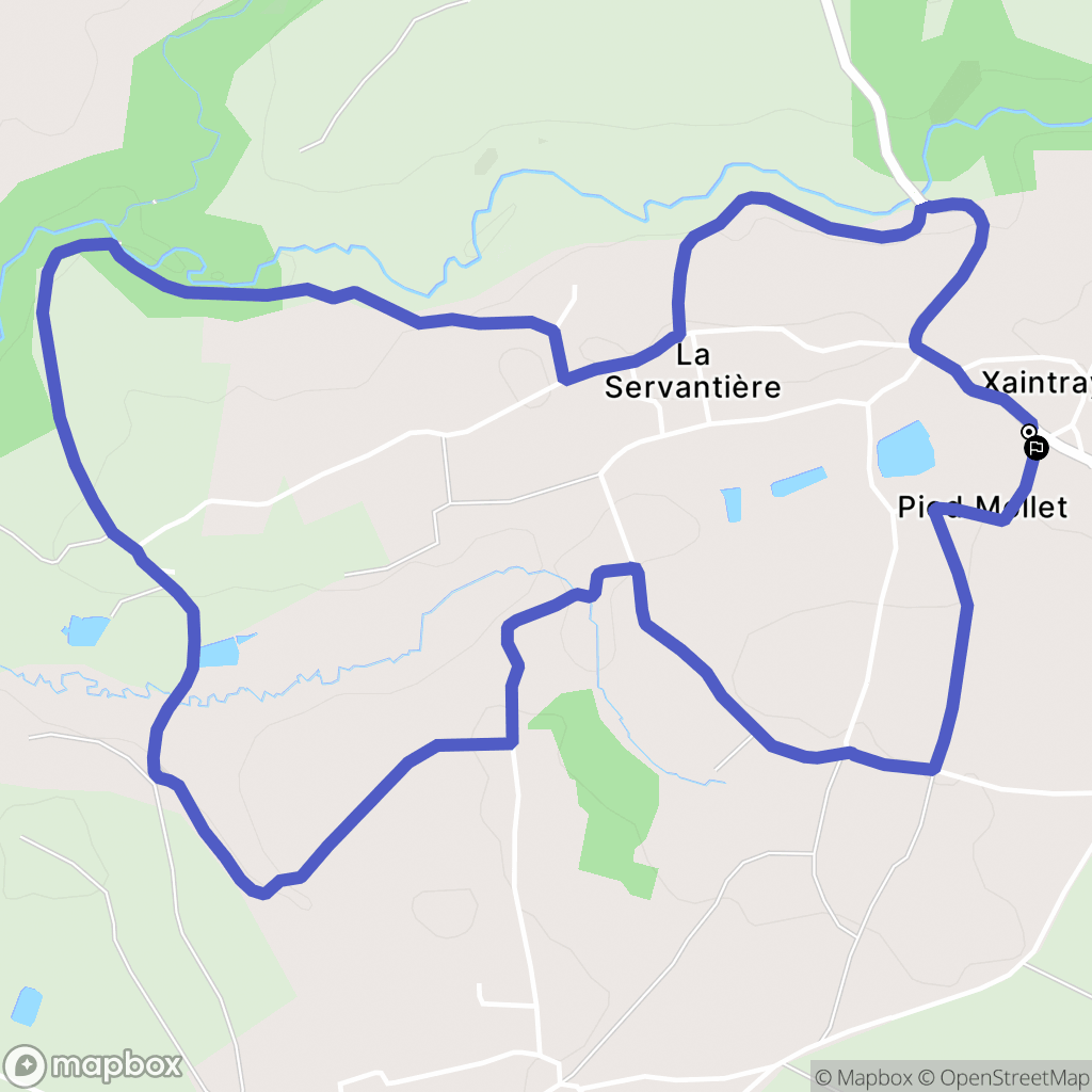 Xaintray : carte du parcours de randonnée - France