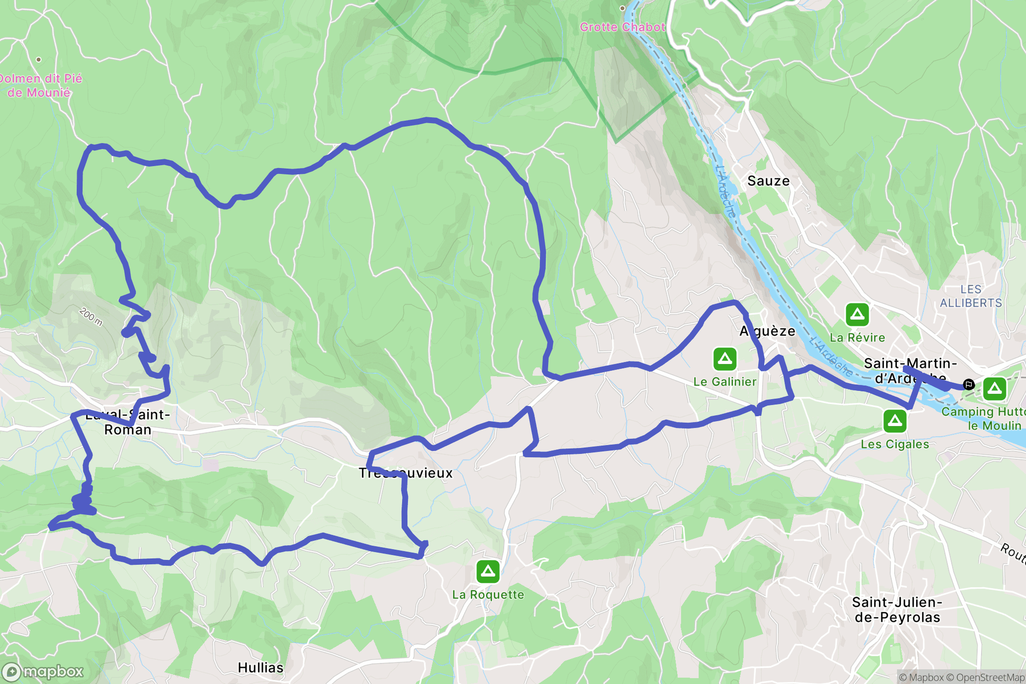 Saint-Martin-d'Ardèche : carte du parcours de randonnée - France