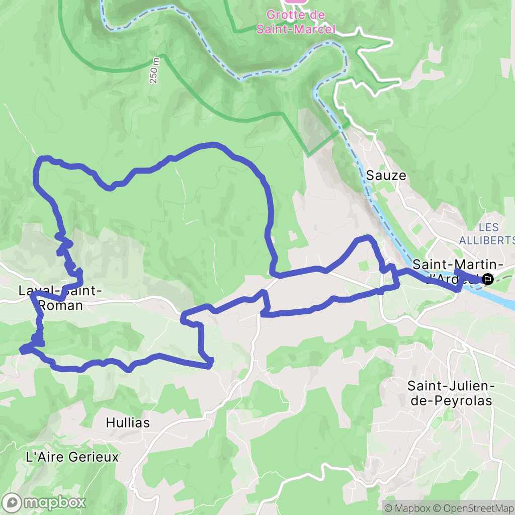 Saint-Martin-d'Ardèche : carte du parcours de randonnée - France