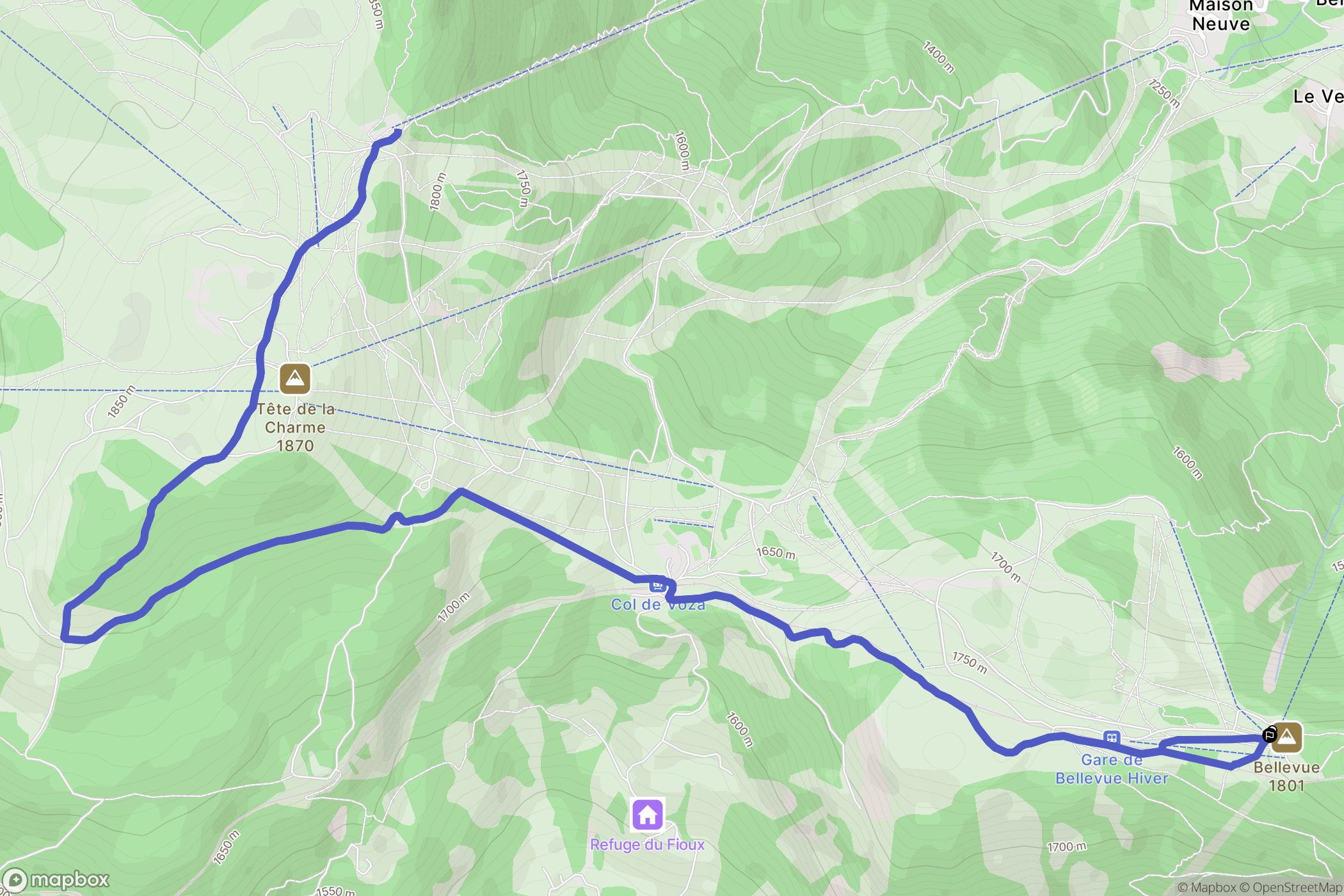 Saint-Gervais-les-Bains : carte du parcours de randonnée - France