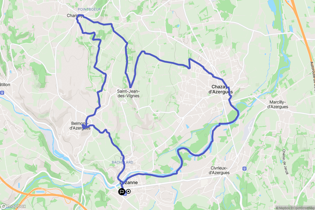 Lozanne : carte du parcours de randonnée - France
