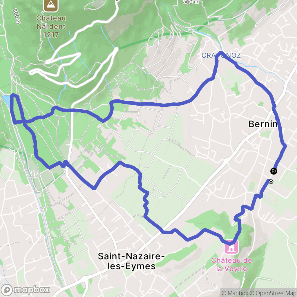 Bernin : carte du parcours de randonnée - France