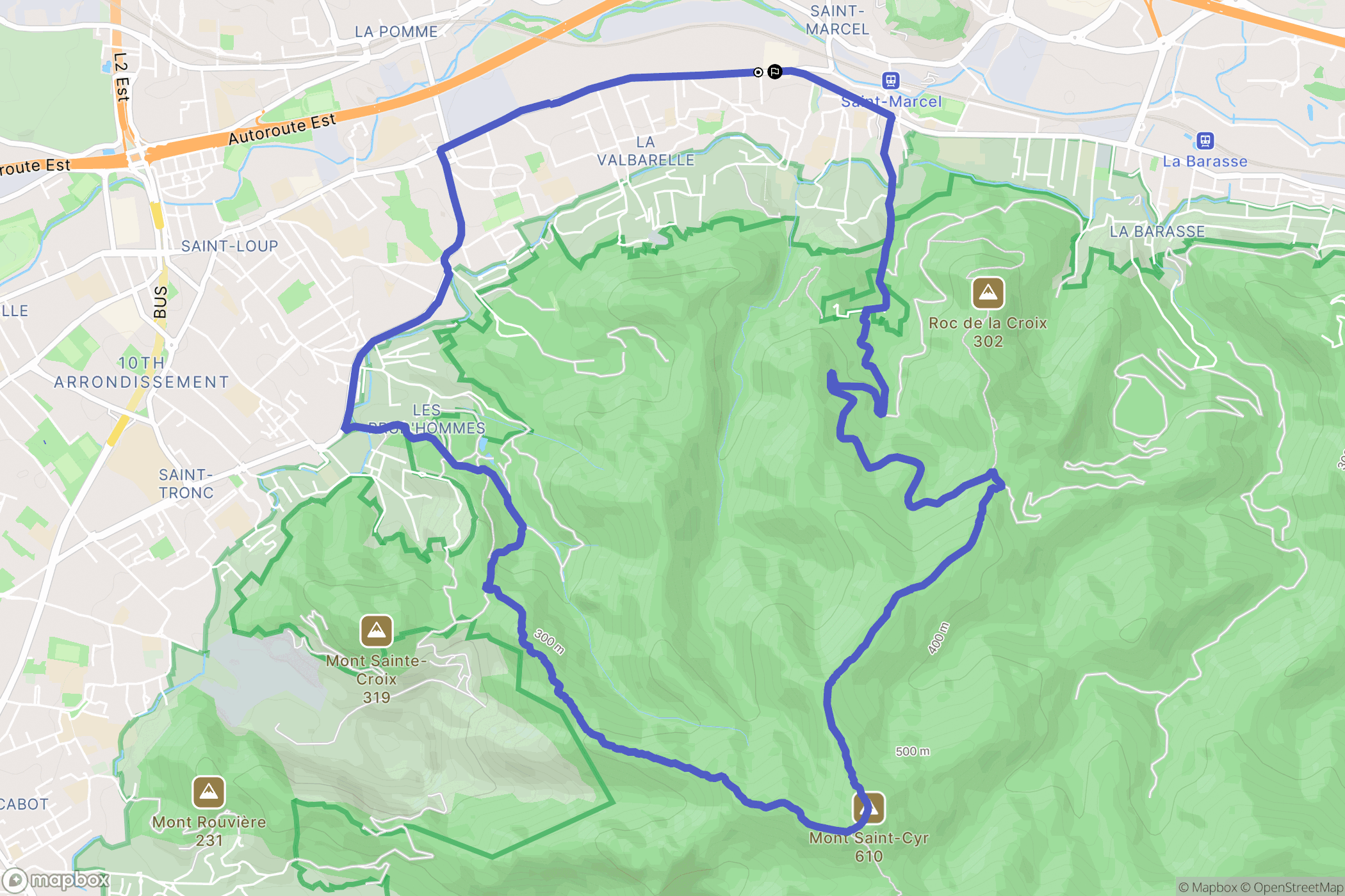 Marseille : carte du parcours de randonnée - France