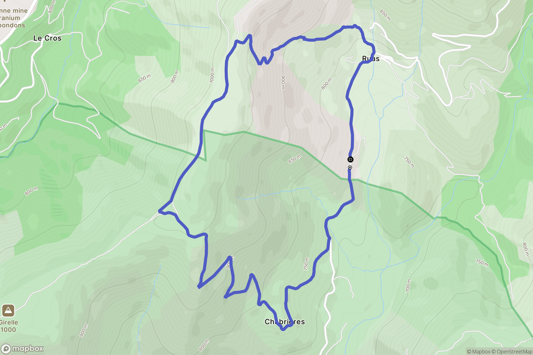 Les Bondons : carte du parcours de randonnée - France