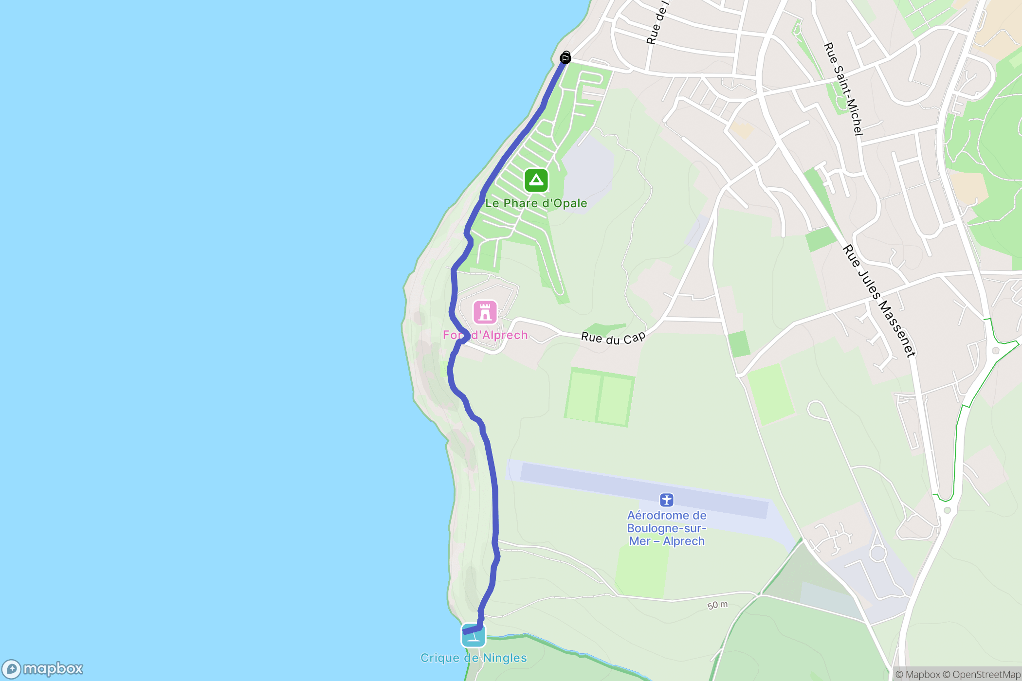 Outreau : carte du parcours de randonnée - France