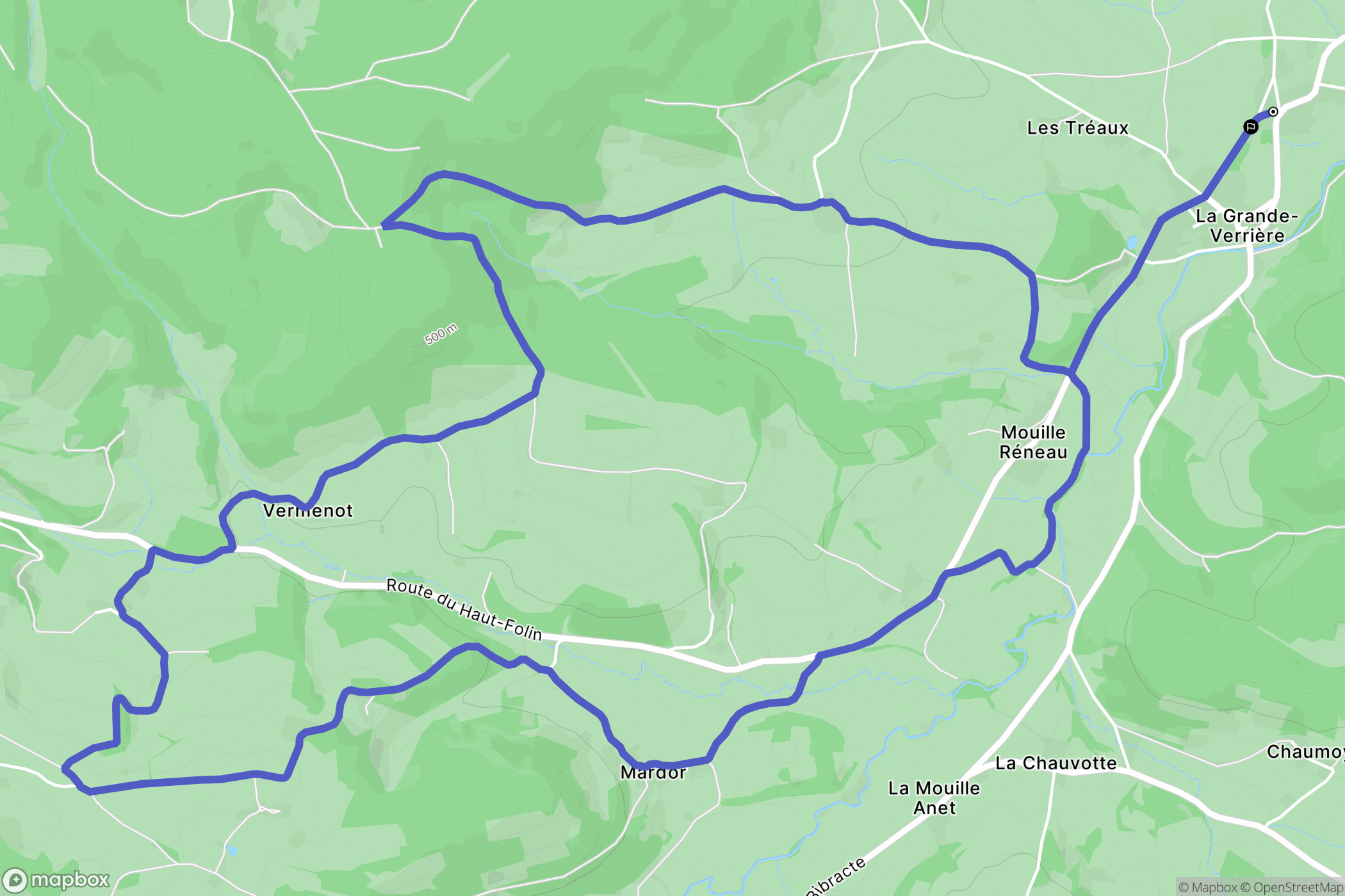 La Grande-Verrière : carte du parcours de randonnée - France