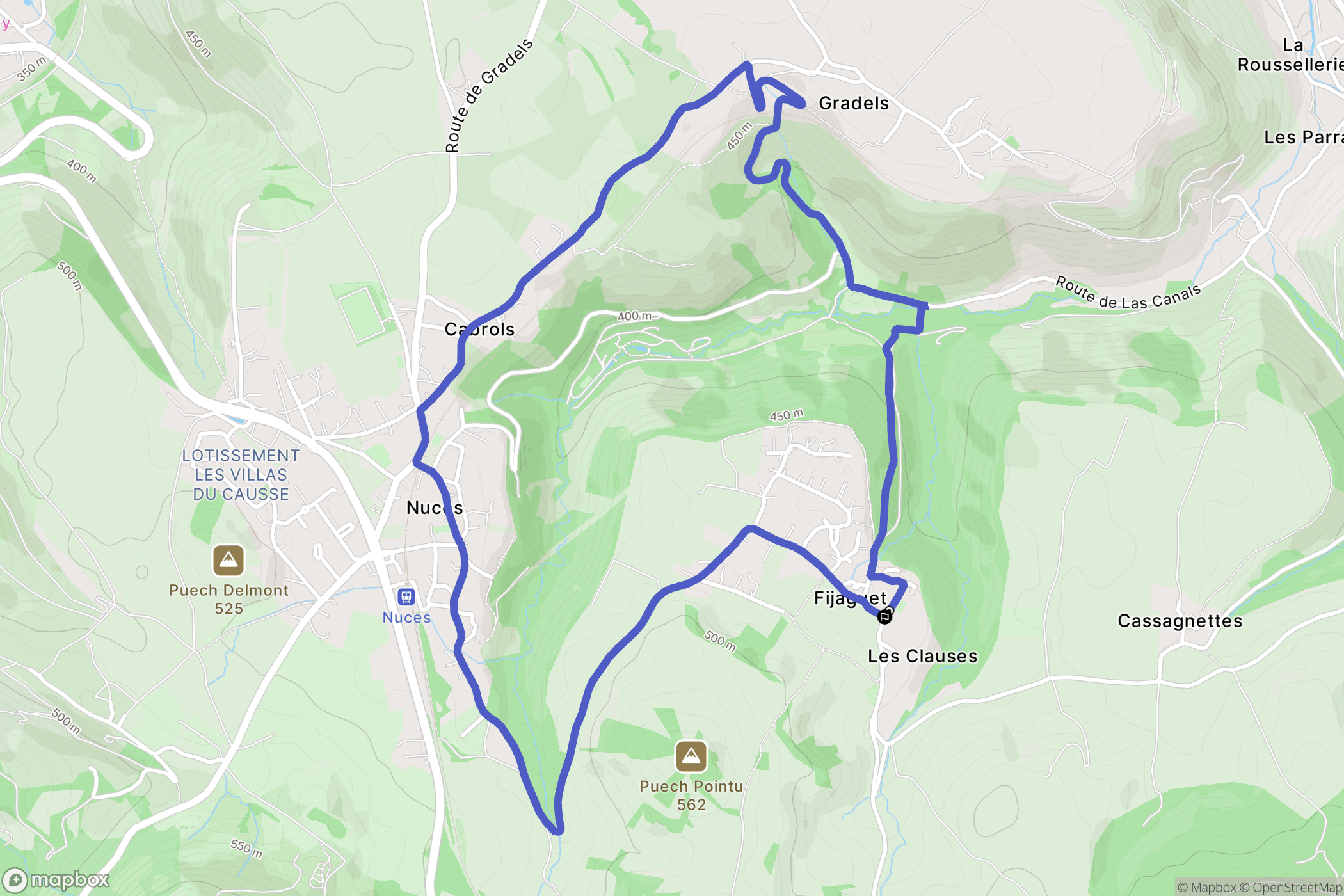 Valady : carte du parcours de randonnée - France