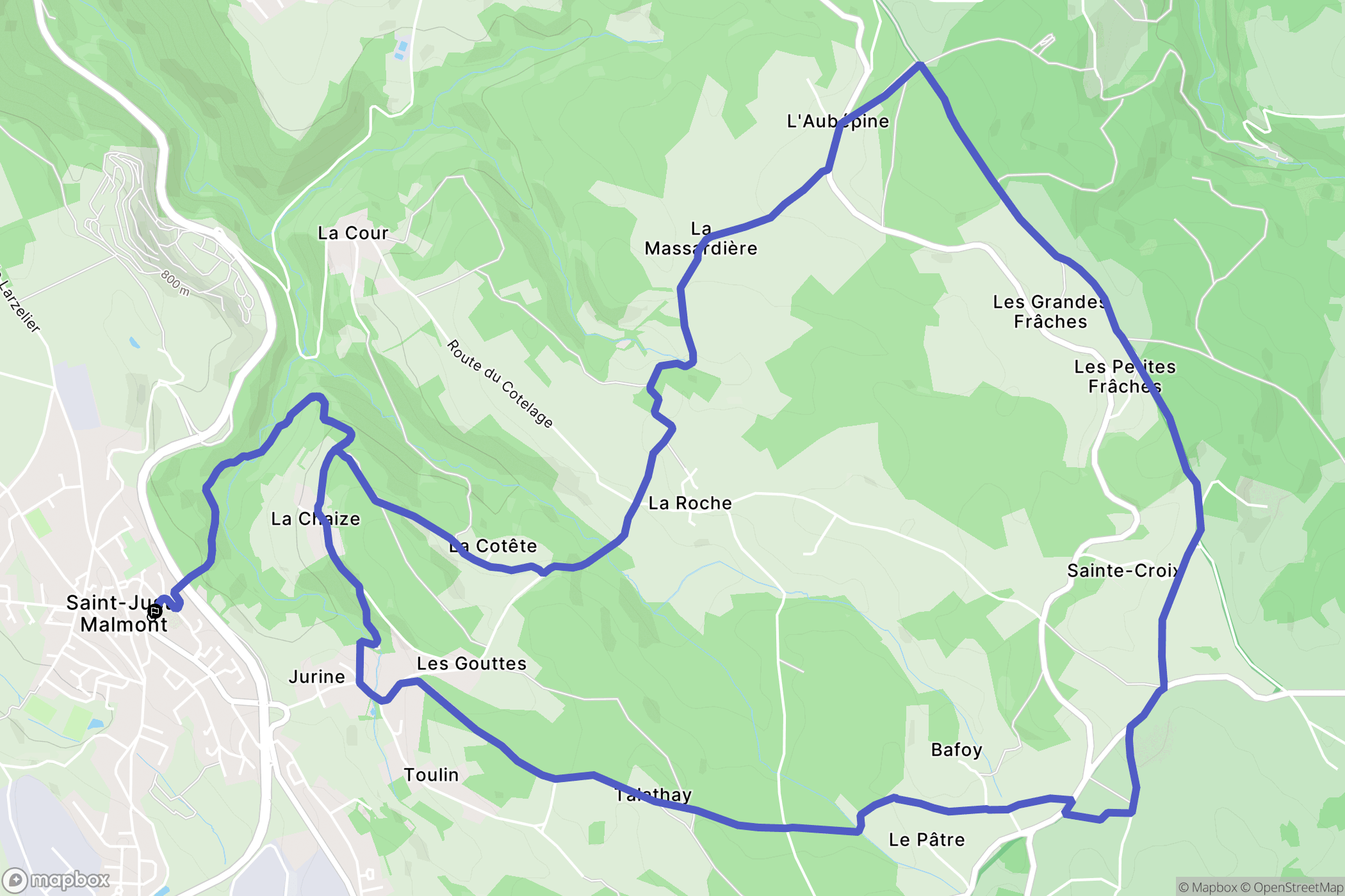 Saint-Just-Malmont : carte du parcours de randonnée - France