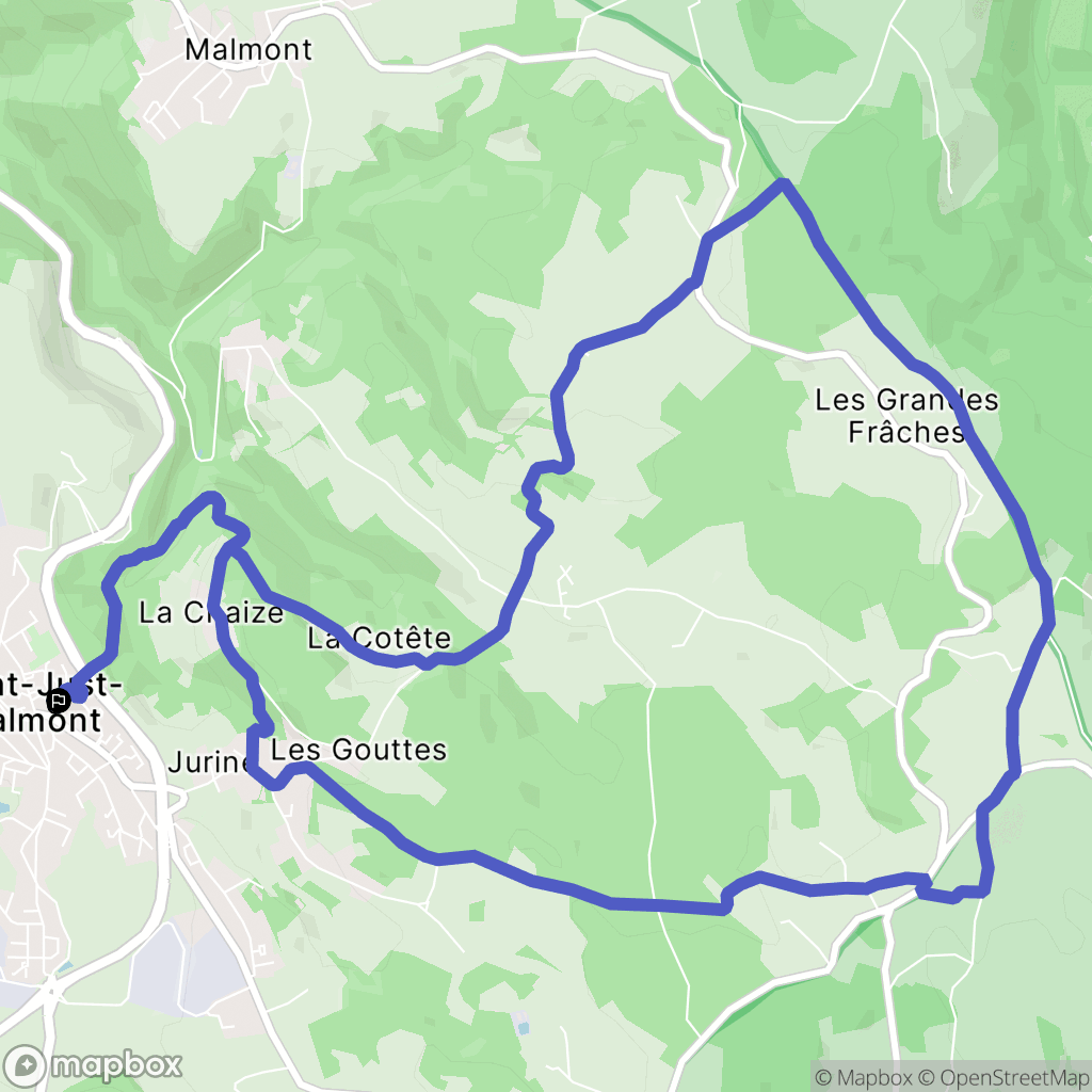 Saint-Just-Malmont : carte du parcours de randonnée - France