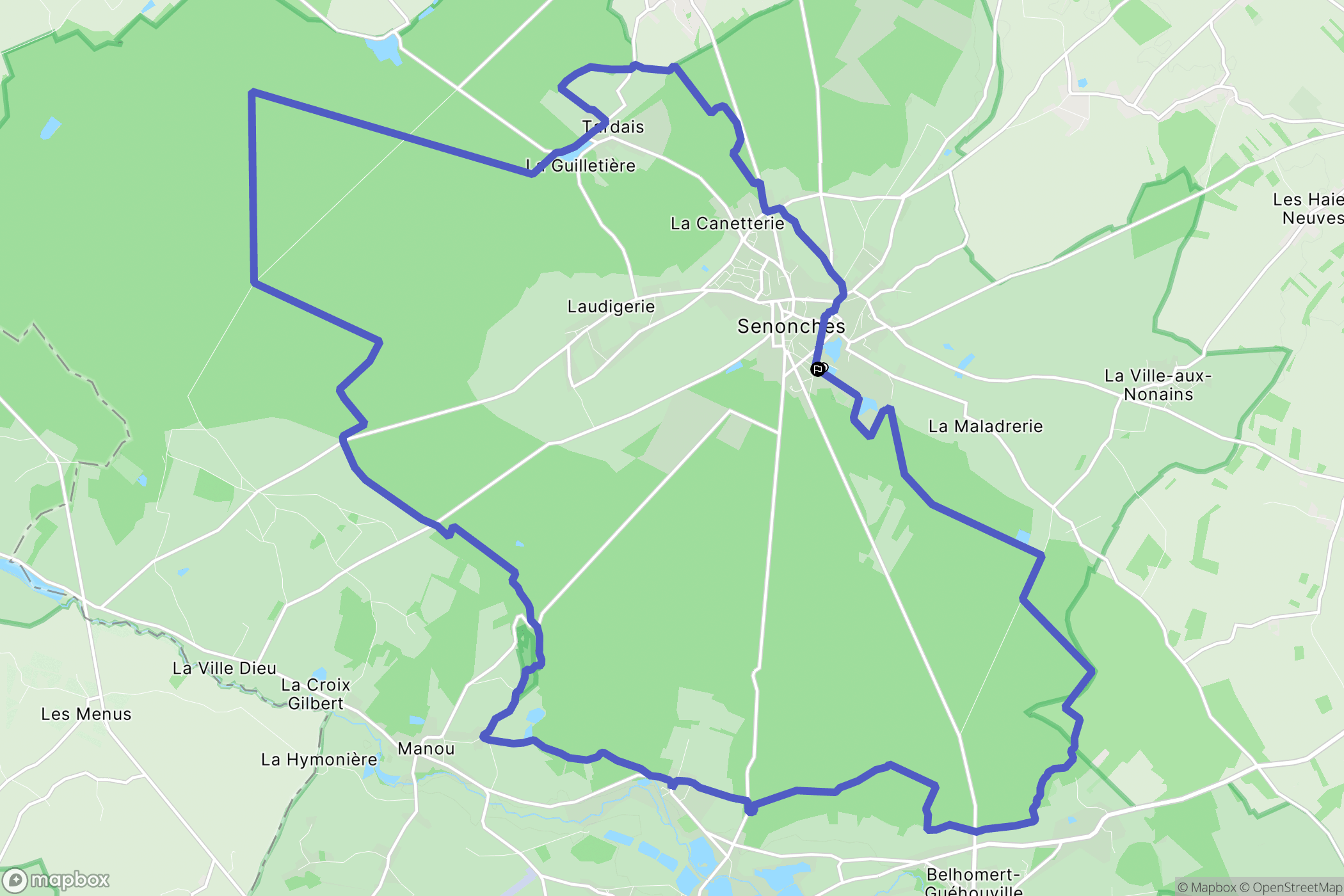 Senonches : carte du parcours de randonnée - France