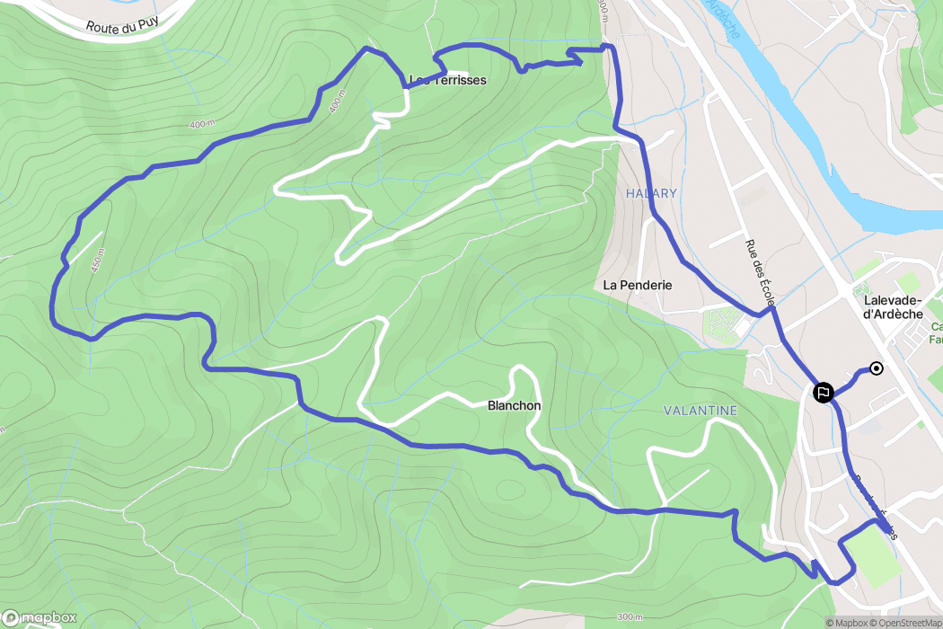 Lalevade-d'Ardèche : carte du parcours de randonnée - France