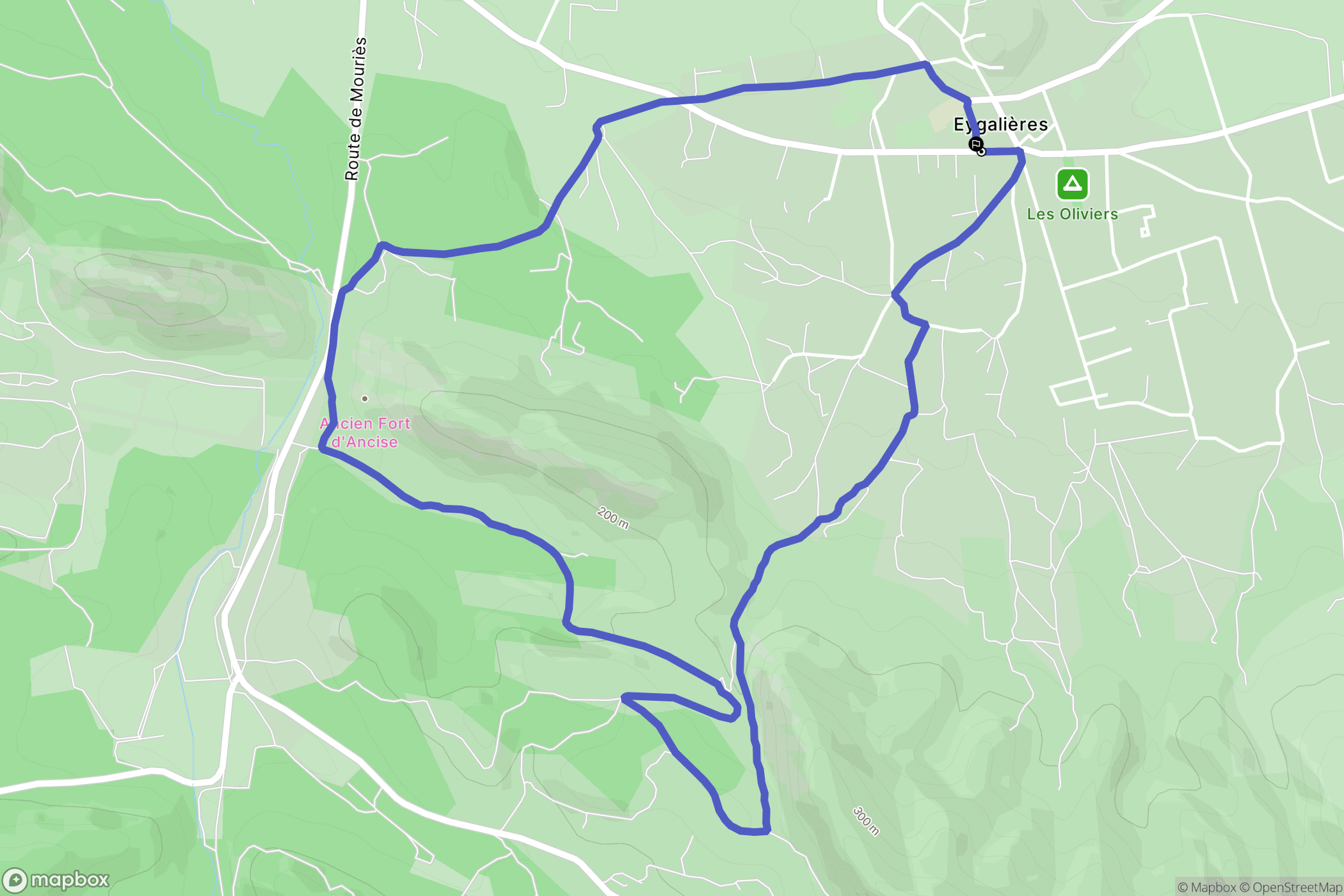 Eygalières : carte du parcours de randonnée - France