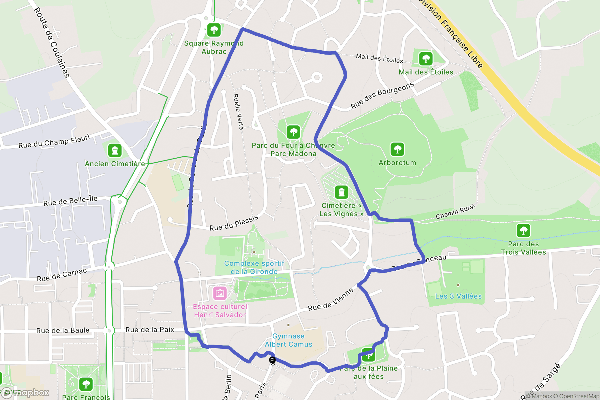 Coulaines : carte du parcours de randonnée - France