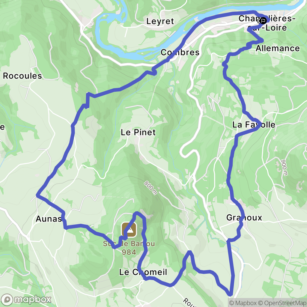 Chamalières-sur-Loire : carte du parcours de randonnée - France