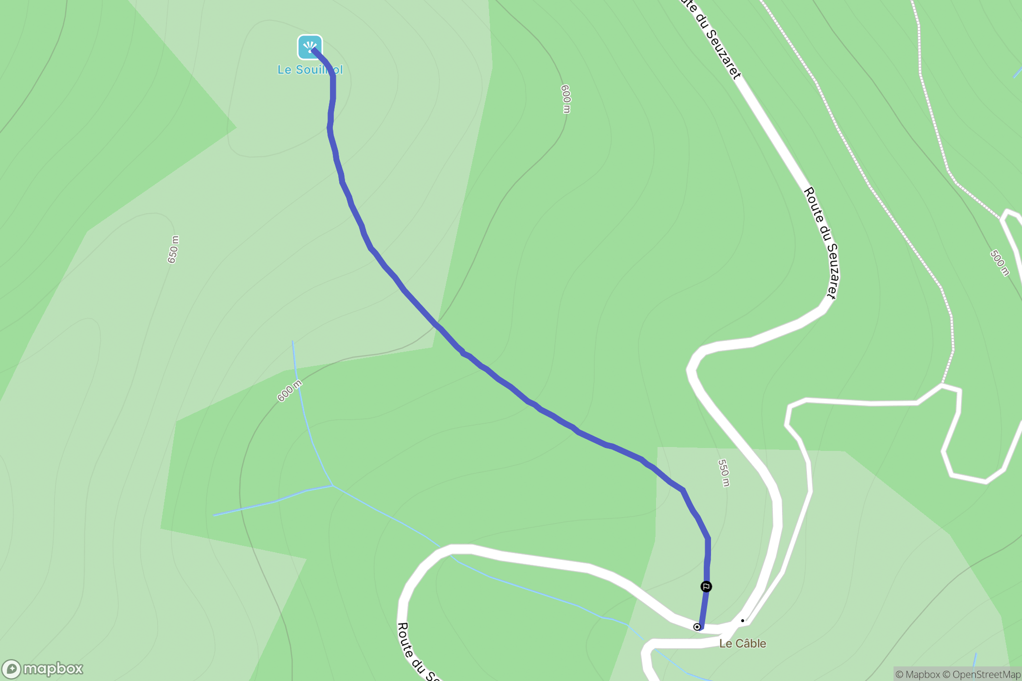Meyras : carte du parcours de randonnée - France