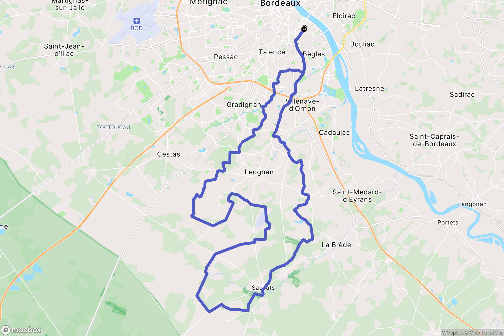 Bordeaux : carte du parcours de randonnée - France