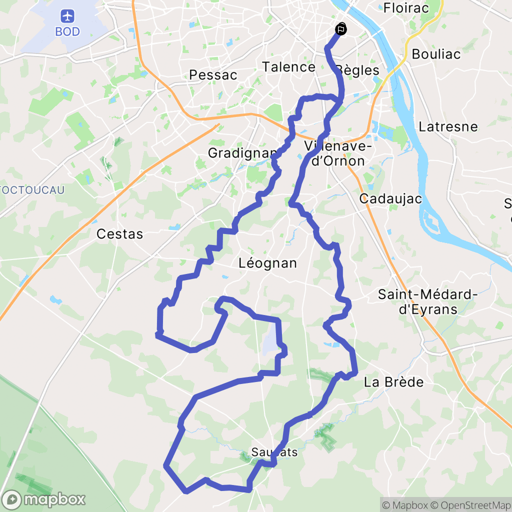 Bordeaux : carte du parcours de randonnée - France