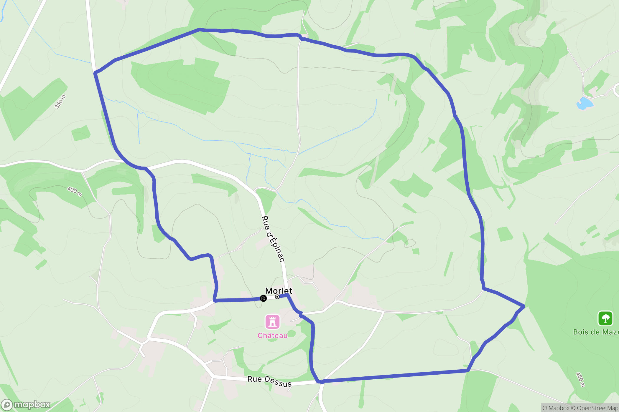 Morlet : carte du parcours de randonnée - France