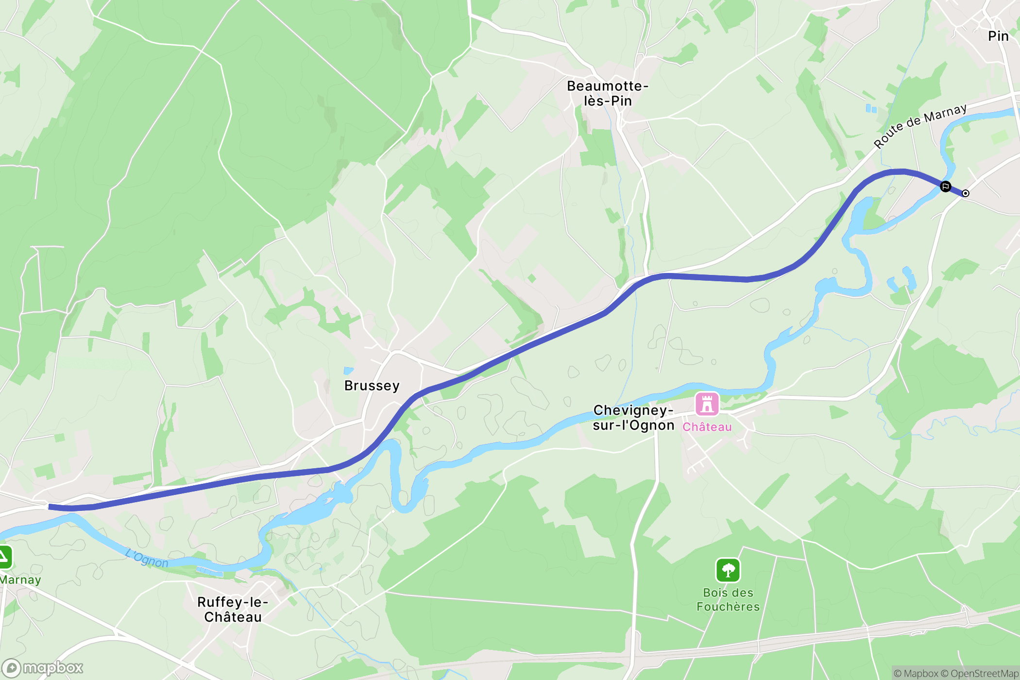 Emagny : carte du parcours de randonnée - France