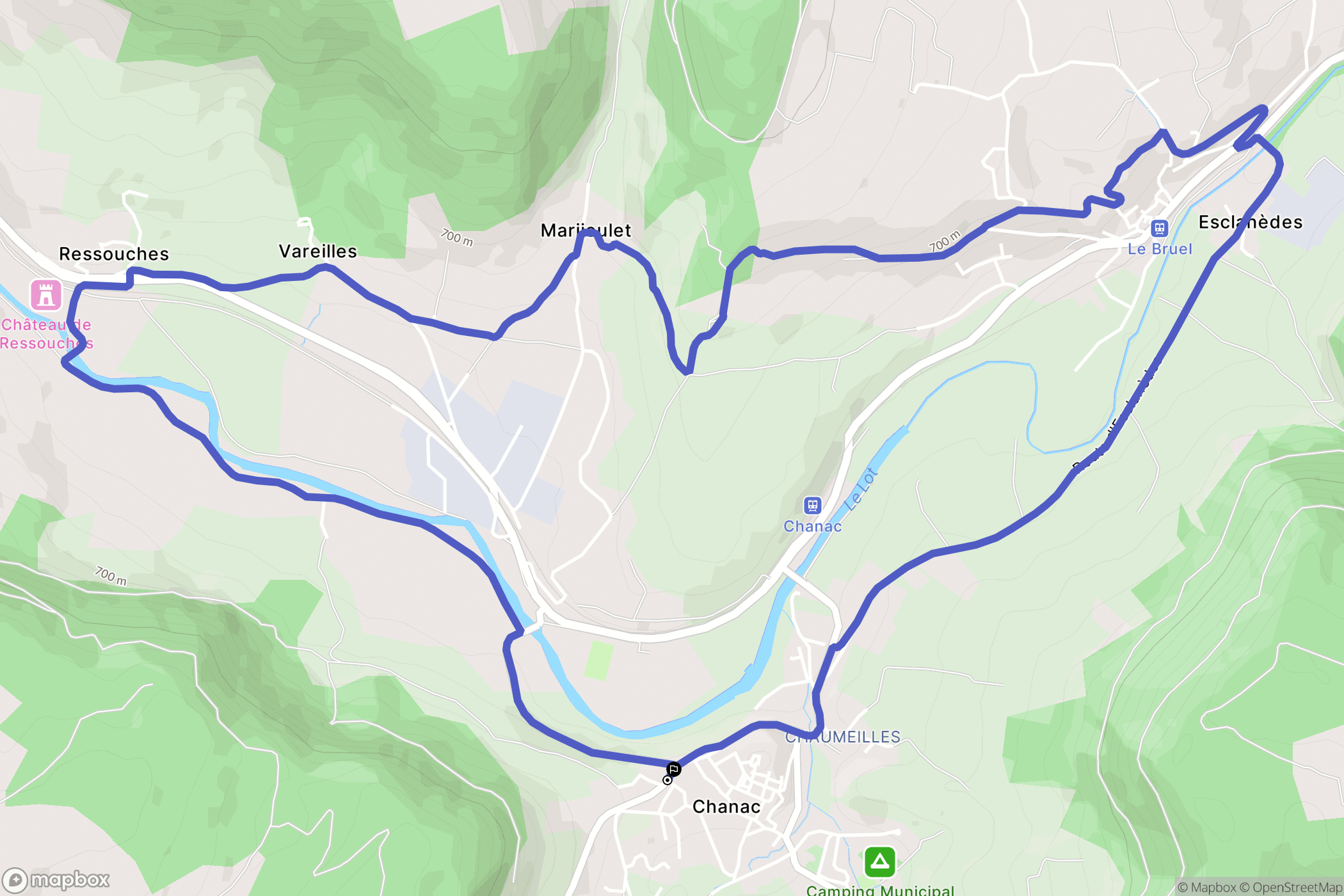 Chanac : carte du parcours de randonnée - France
