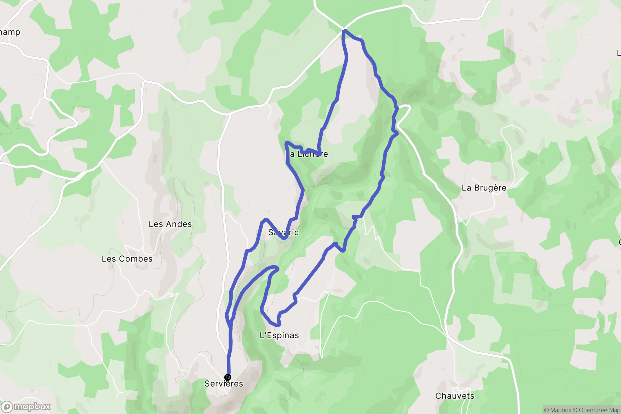 Monts-de-Randon : carte du parcours de randonnée - France