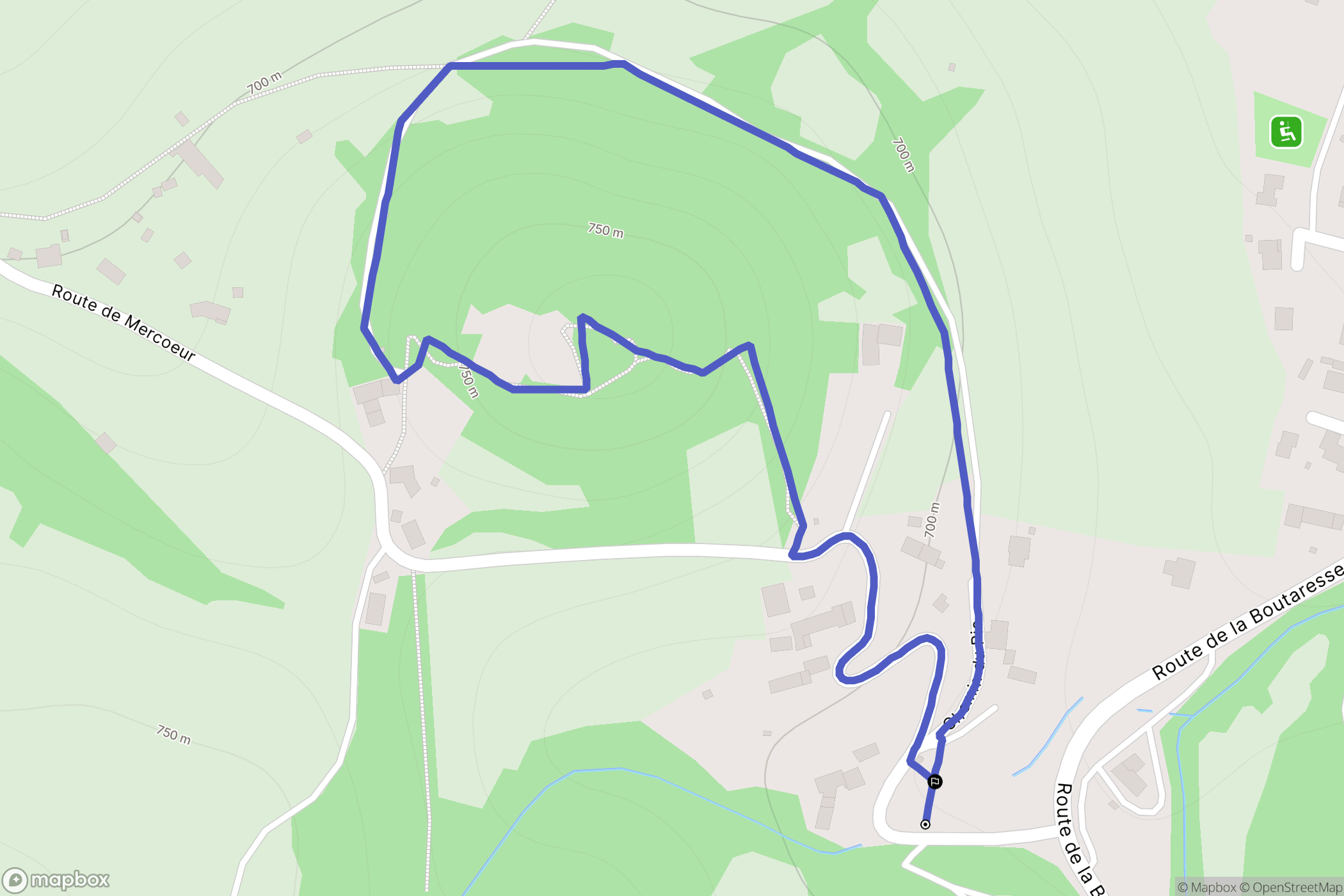 Malrevers : carte du parcours de randonnée - France