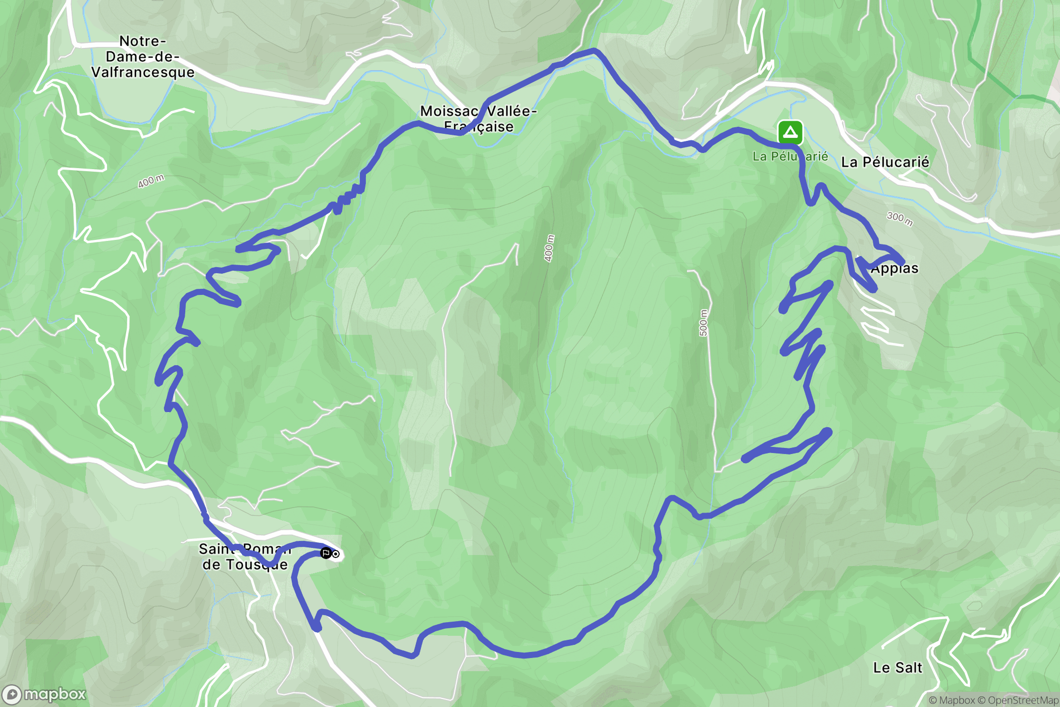 Moissac-Vallée-Française : carte du parcours de randonnée - France