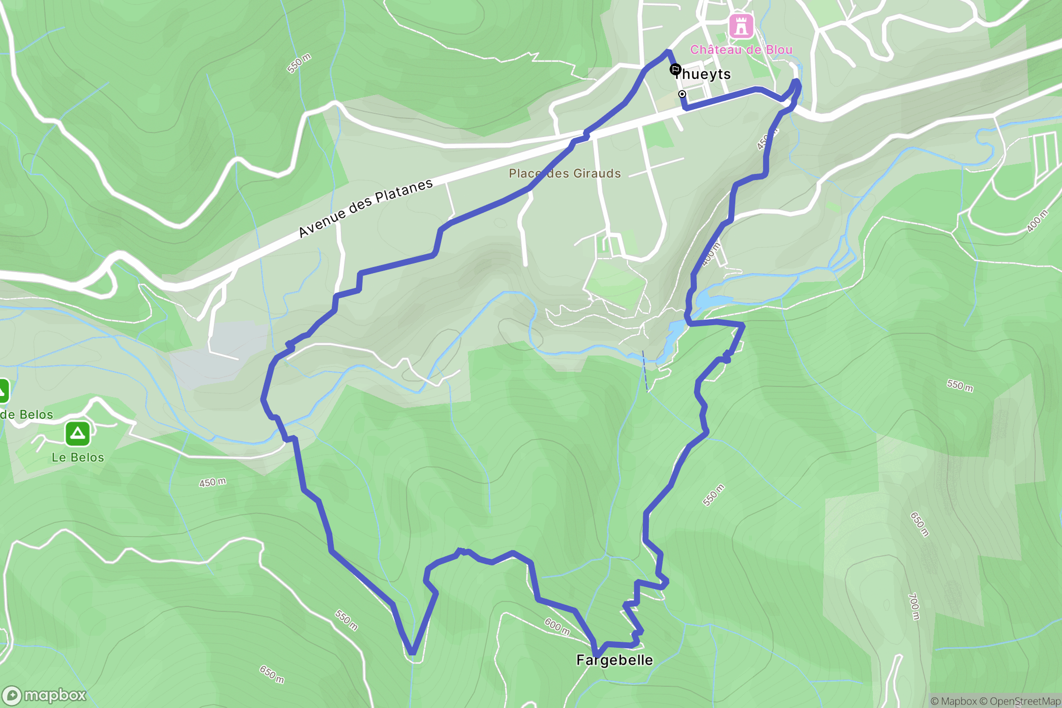 Thueyts : carte du parcours de randonnée - France
