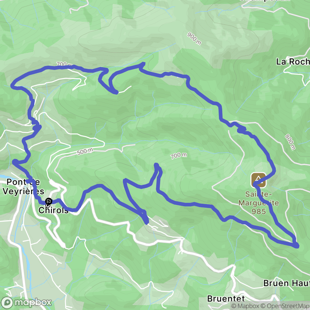Chirols : carte du parcours de randonnée - France