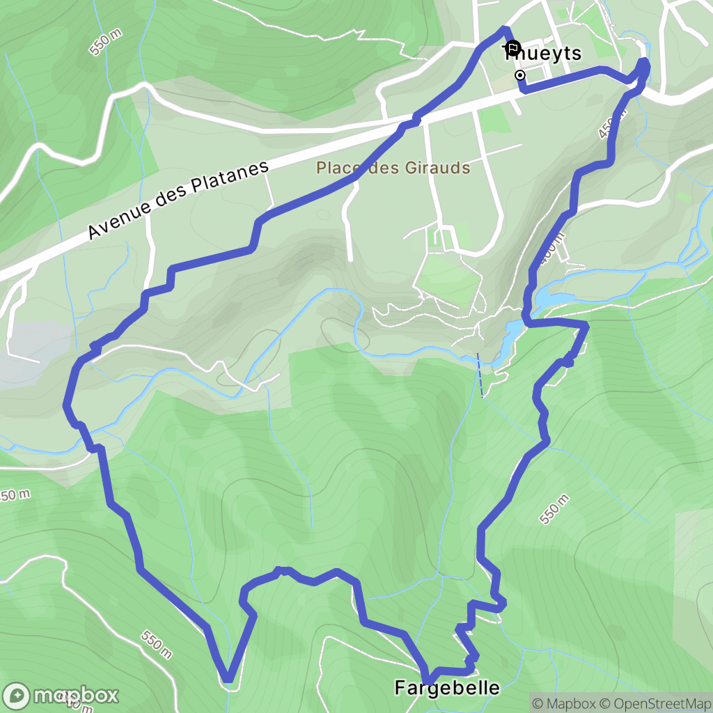 Thueyts : carte du parcours de randonnée - France