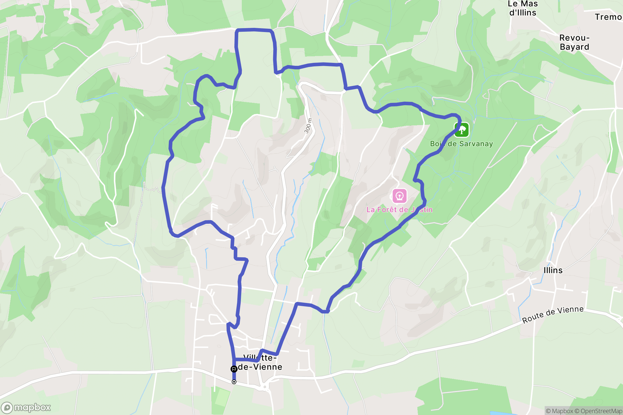 Villette-de-Vienne : carte du parcours de randonnée - France