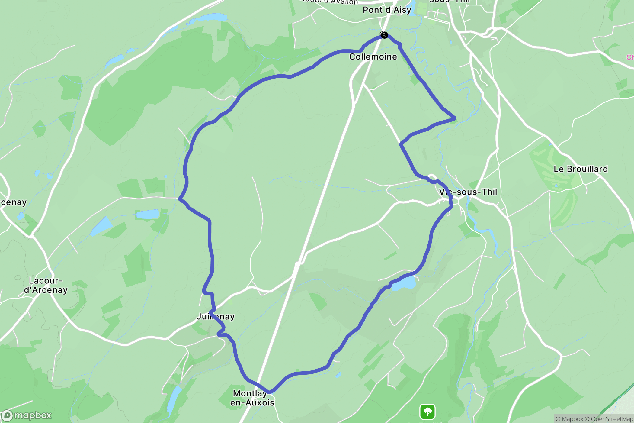 Aisy-sous-Thil : carte du parcours de randonnée - France