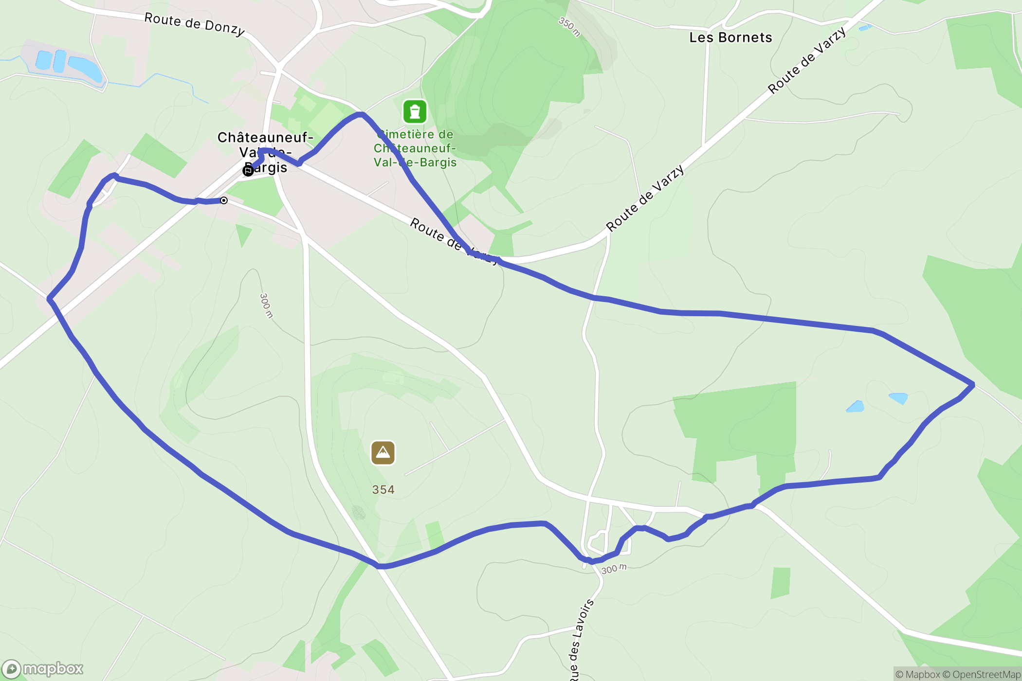 Châteauneuf-Val-de-Bargis : carte du parcours de randonnée - France