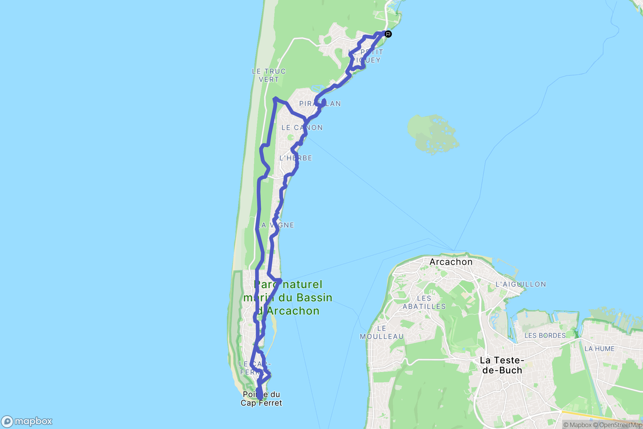Lège-Cap-Ferret : carte du parcours de randonnée - France