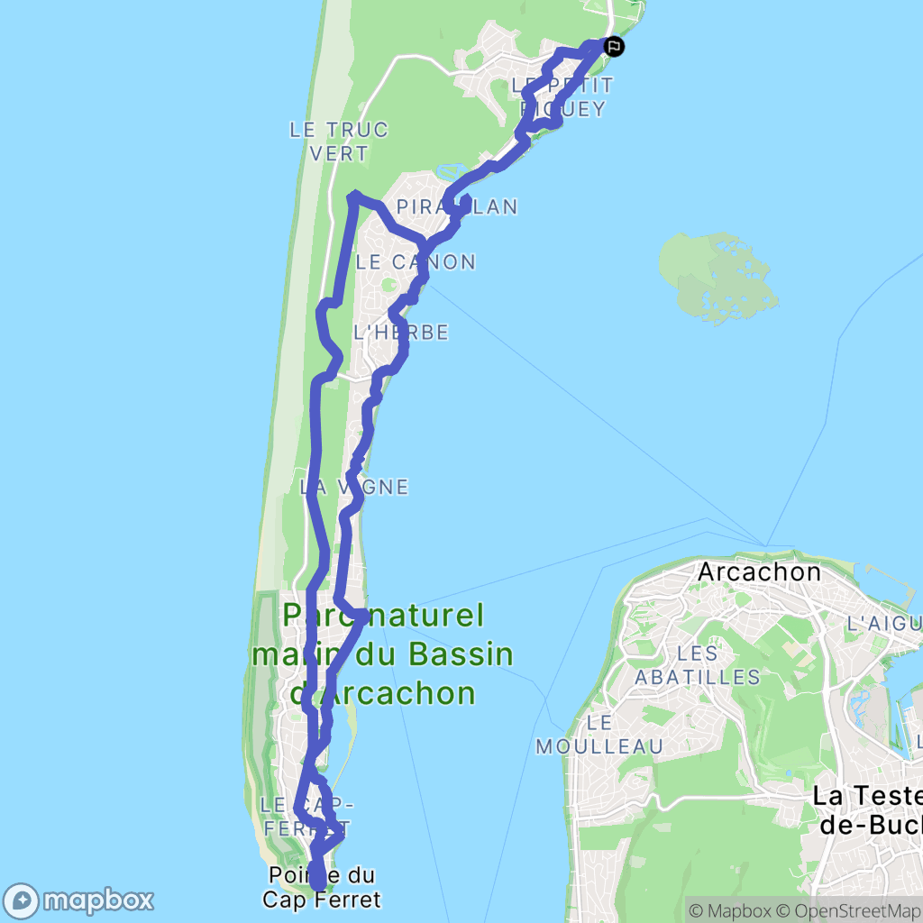 Lège-Cap-Ferret : carte du parcours de randonnée - France