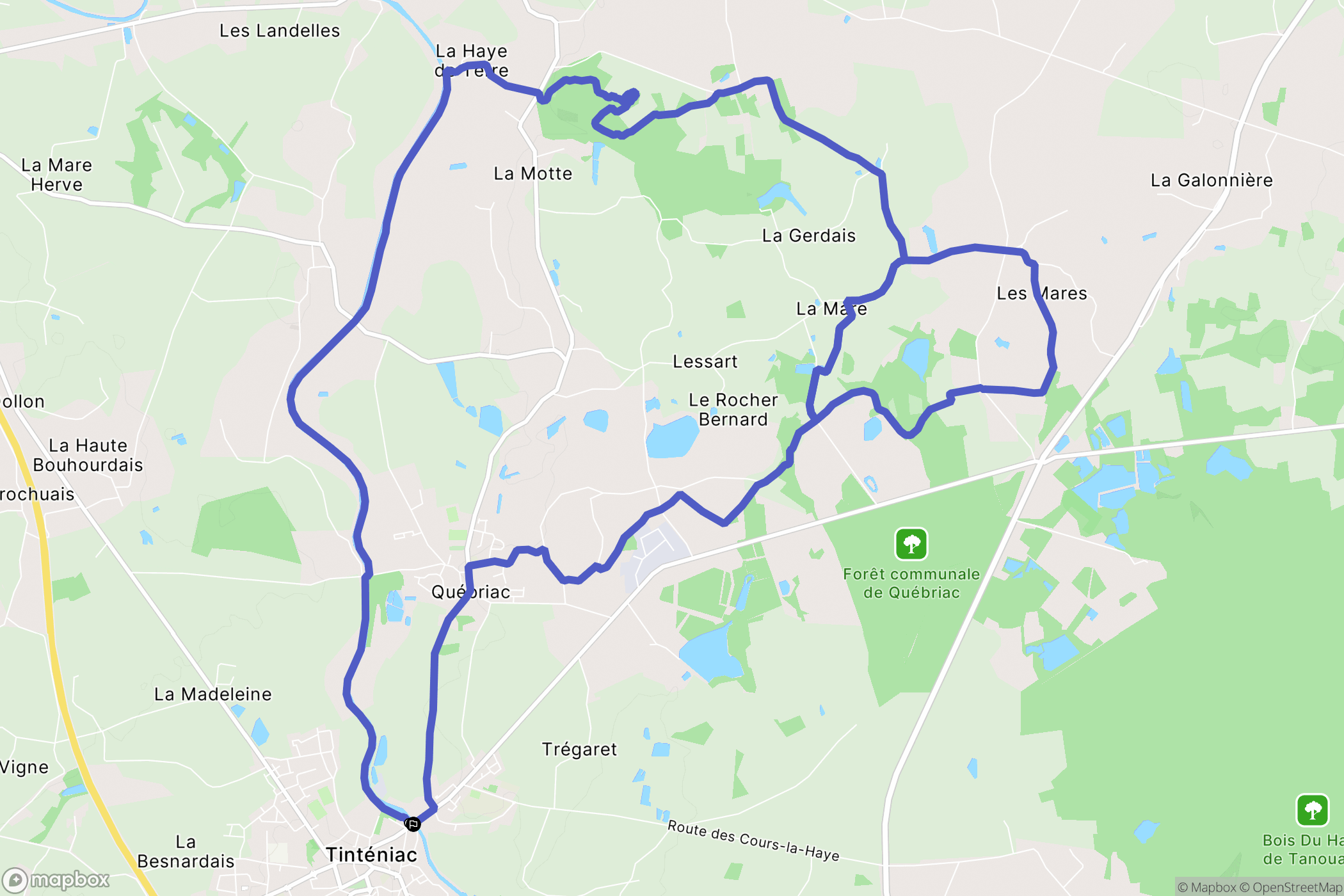 Tinténiac : carte du parcours de randonnée - France