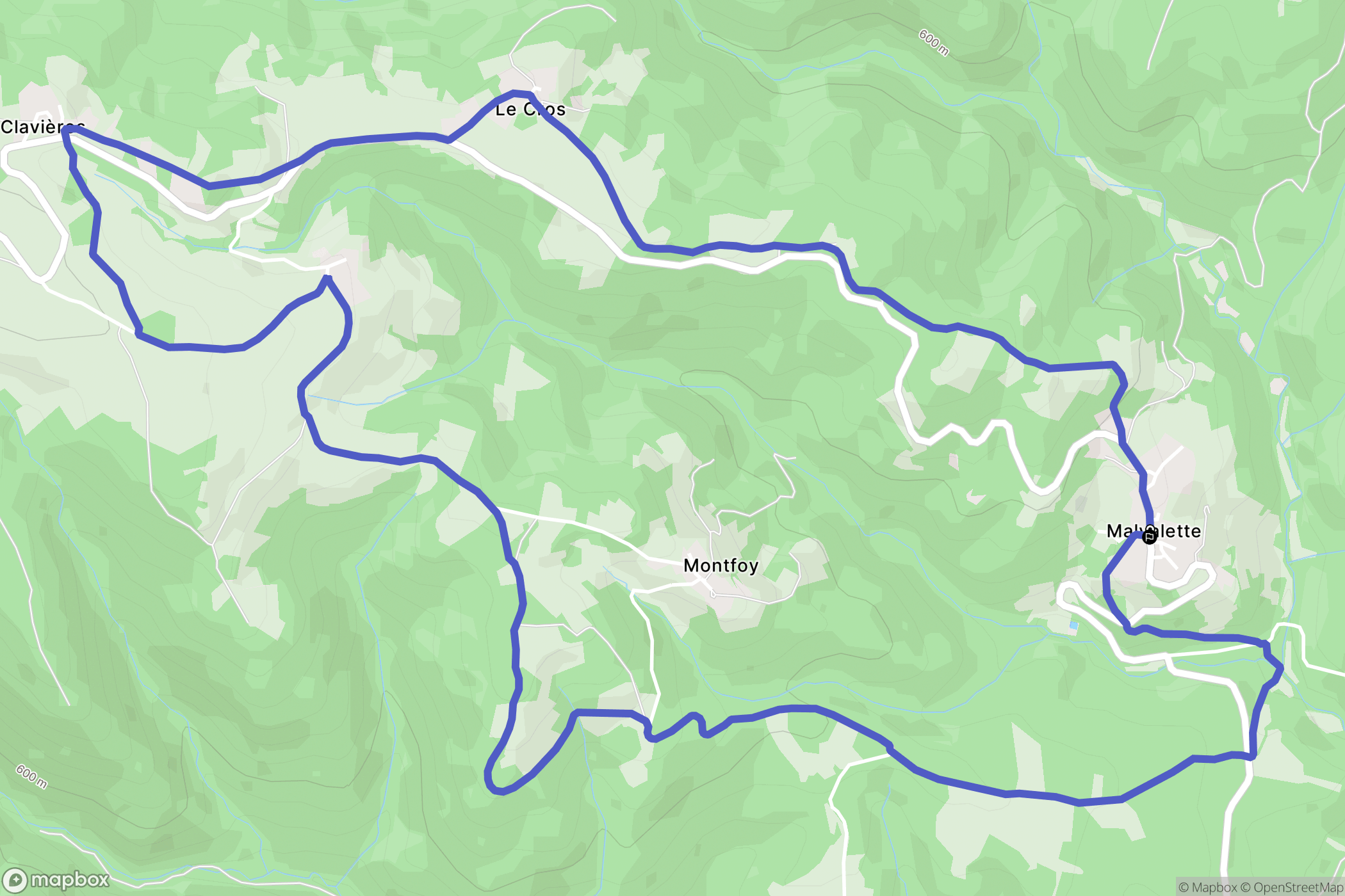 Malvalette : carte du parcours de randonnée - France