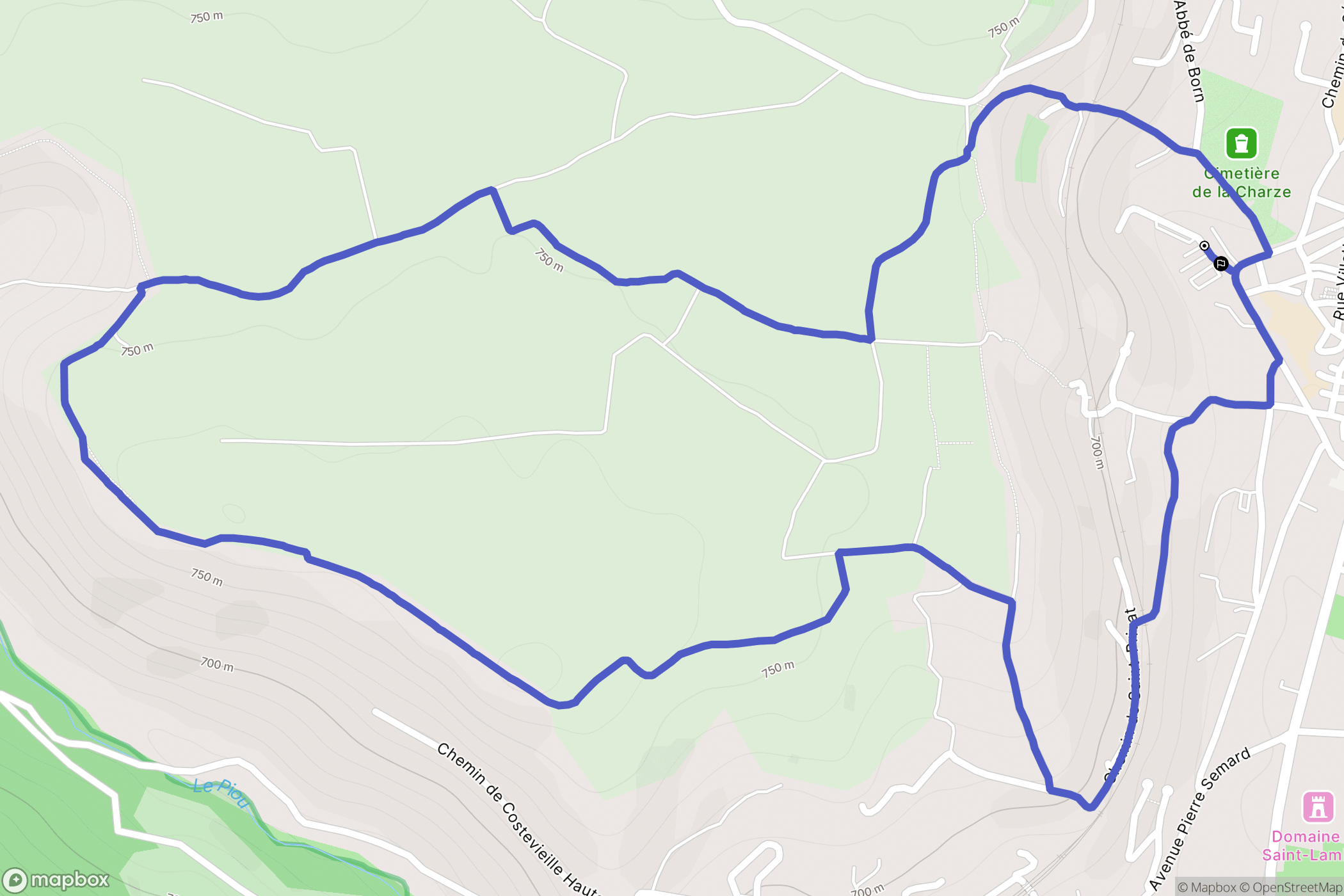 Marvejols : carte du parcours de randonnée - France