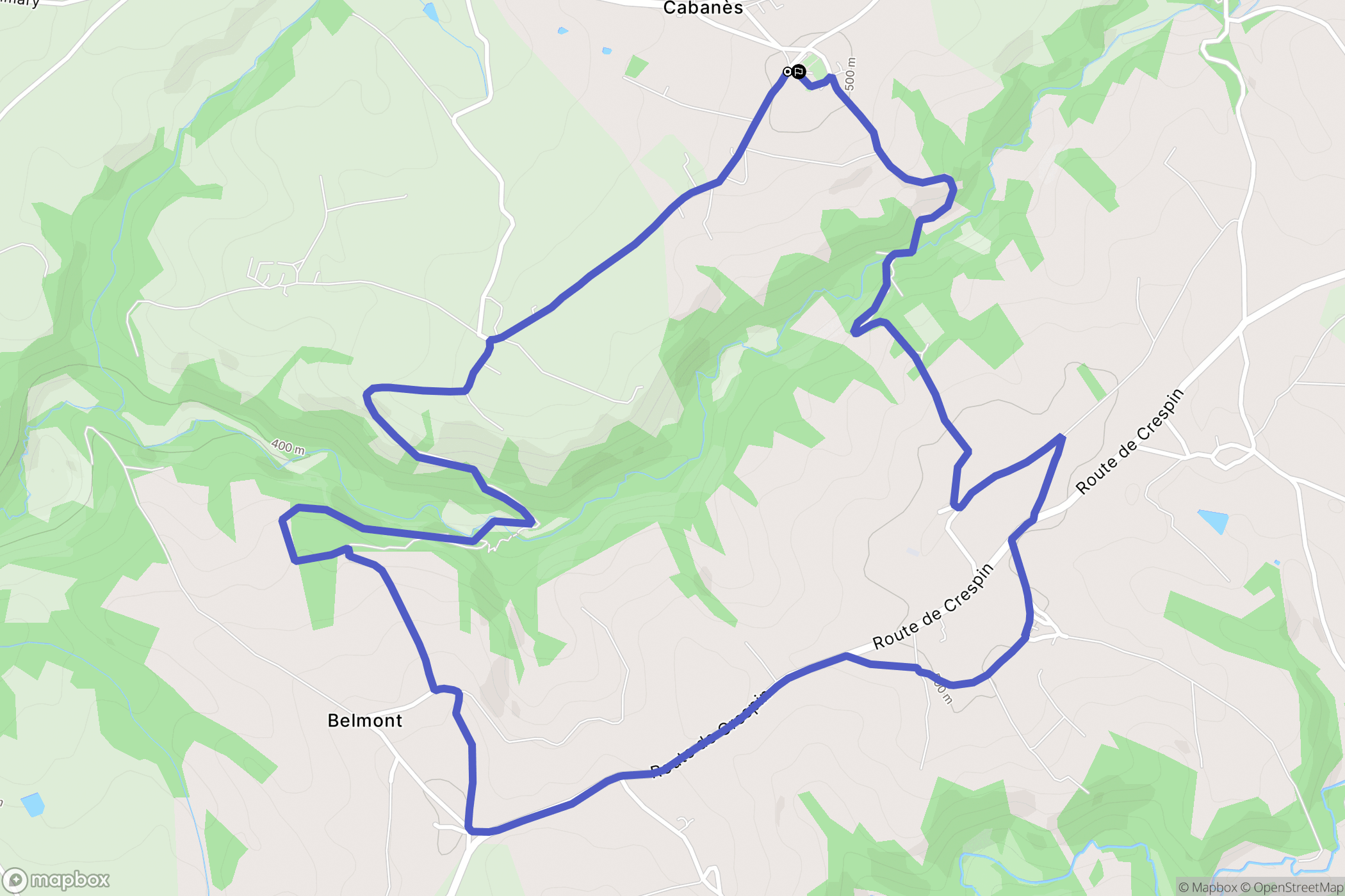 Cabanes : carte du parcours de randonnée - France