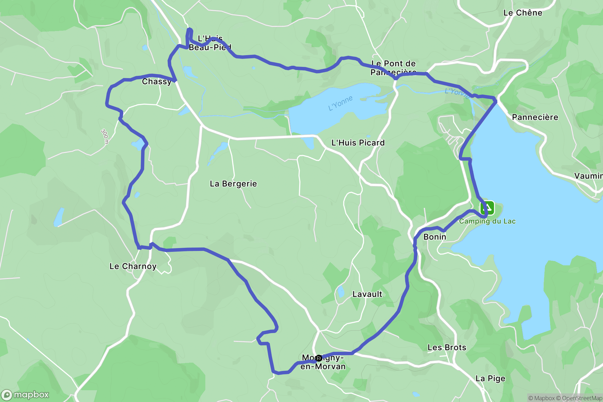 Montigny en Morvan : carte du parcours de randonnée - France